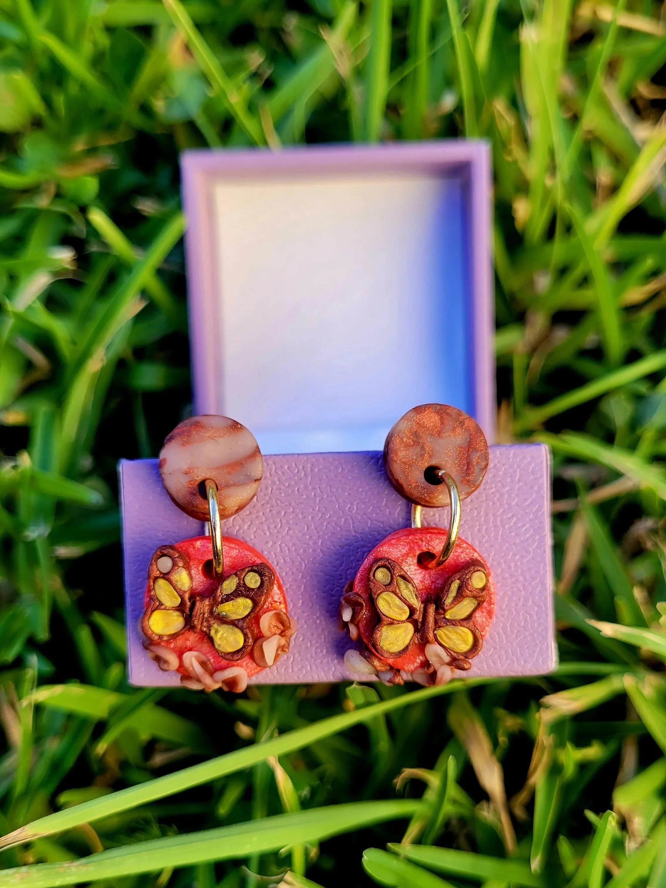 Butterfly with Flowers Drop Earrings