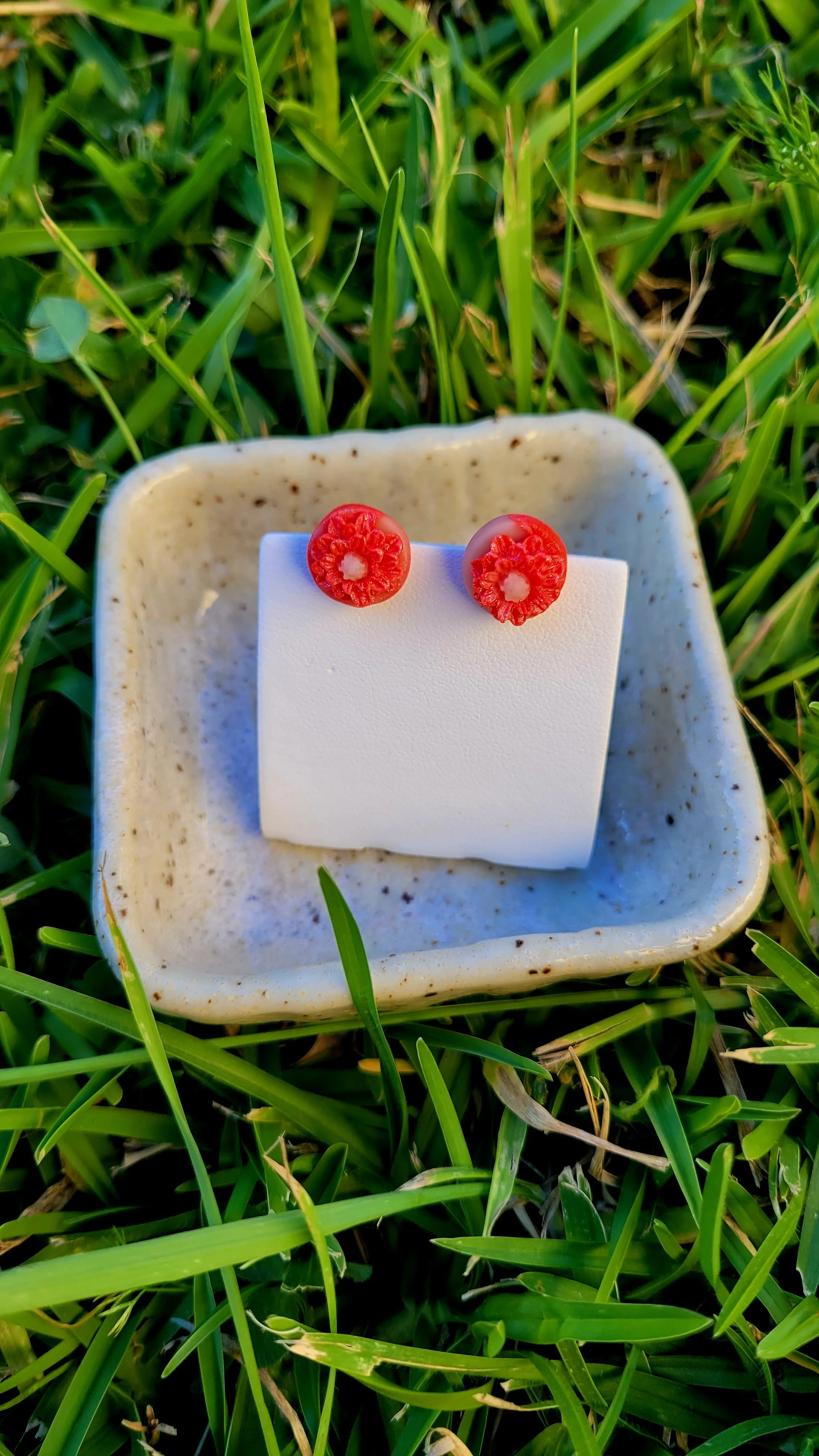 Pinky Flower Stud Earrings