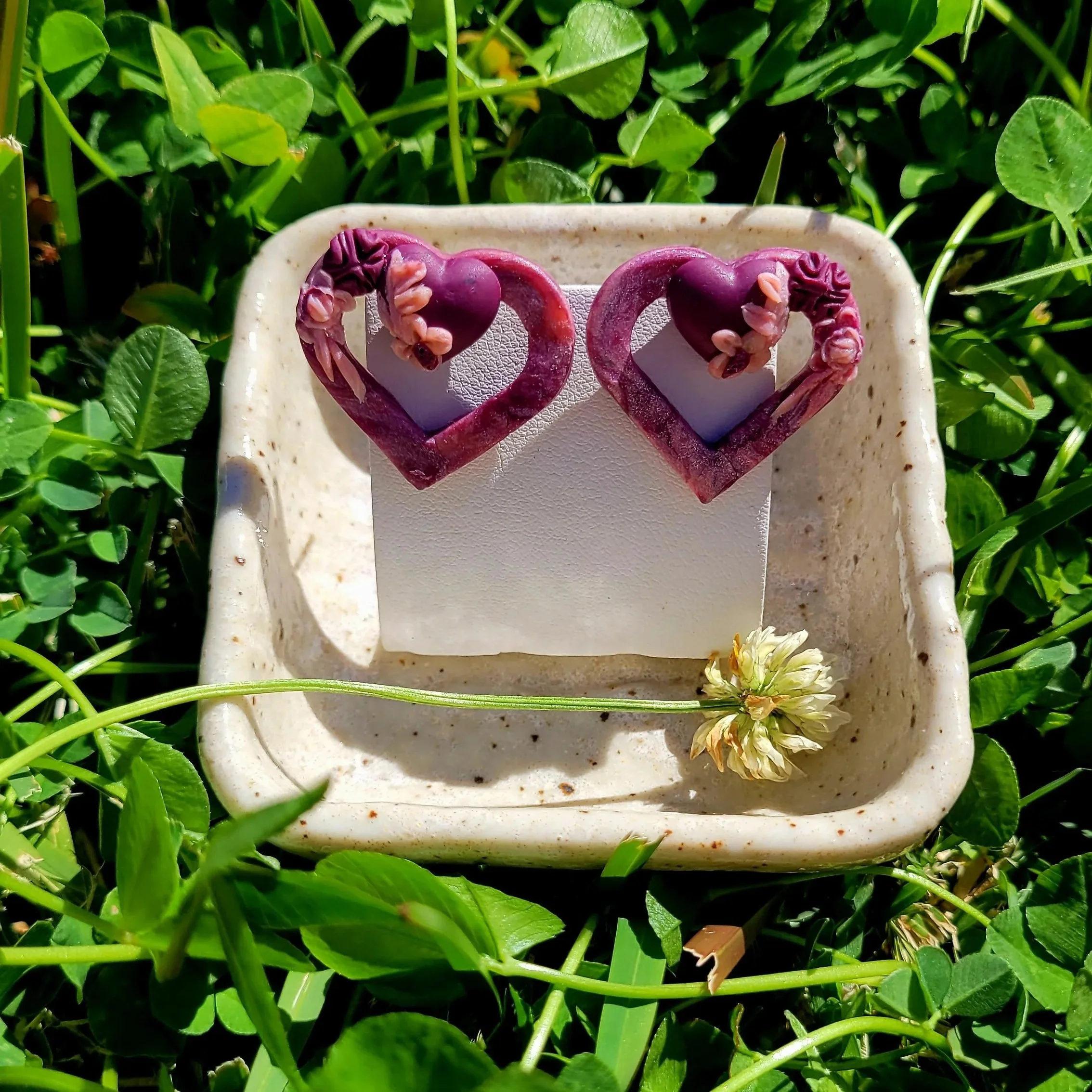 Purple Heart Blossom Earrings