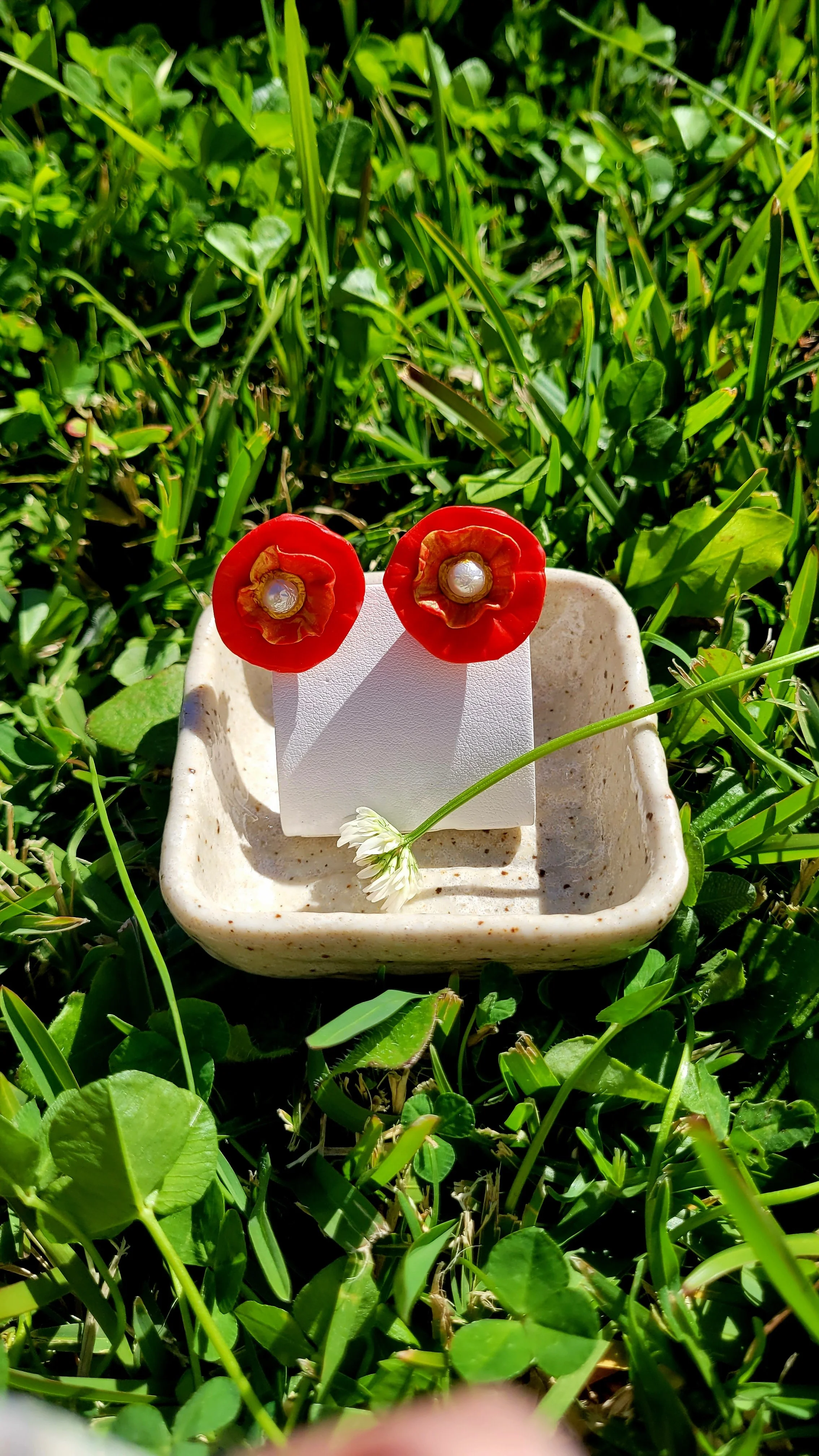 Handmade Poppy Pearl Stud Earrings