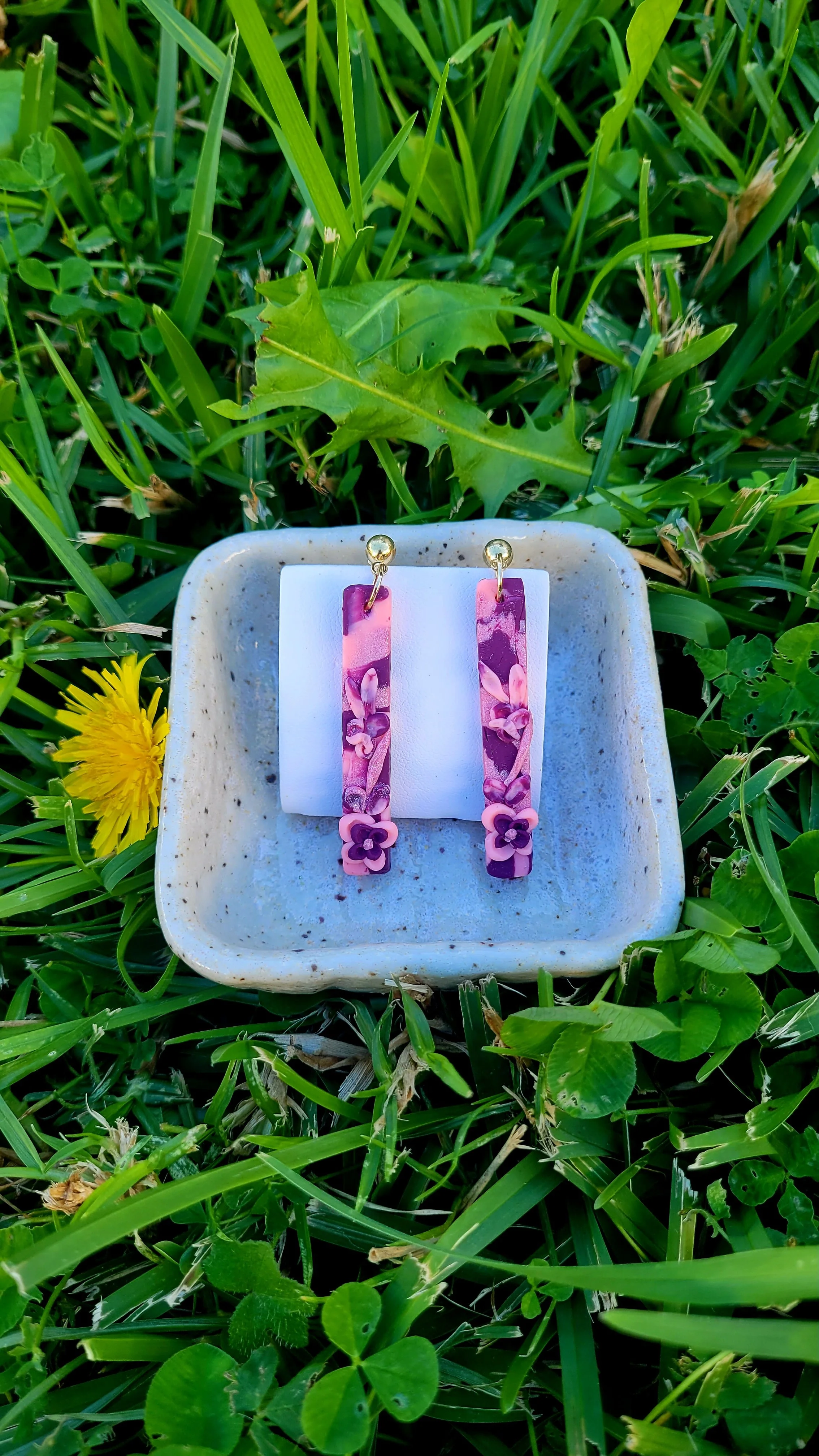 Marbled Floral Dangle Earrings
