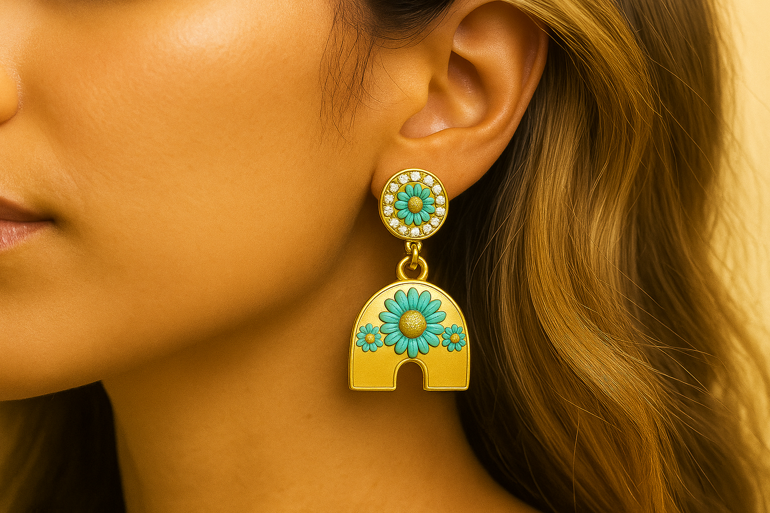 20250902_1016_Floral Earrings Worn_remix_01k43wct93e5fsysfb6g1ysq2s.png