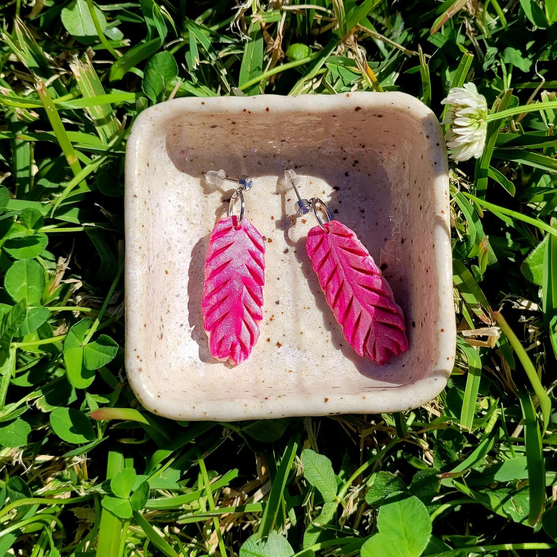 Pastel Marbled Feather Elegance Earrings