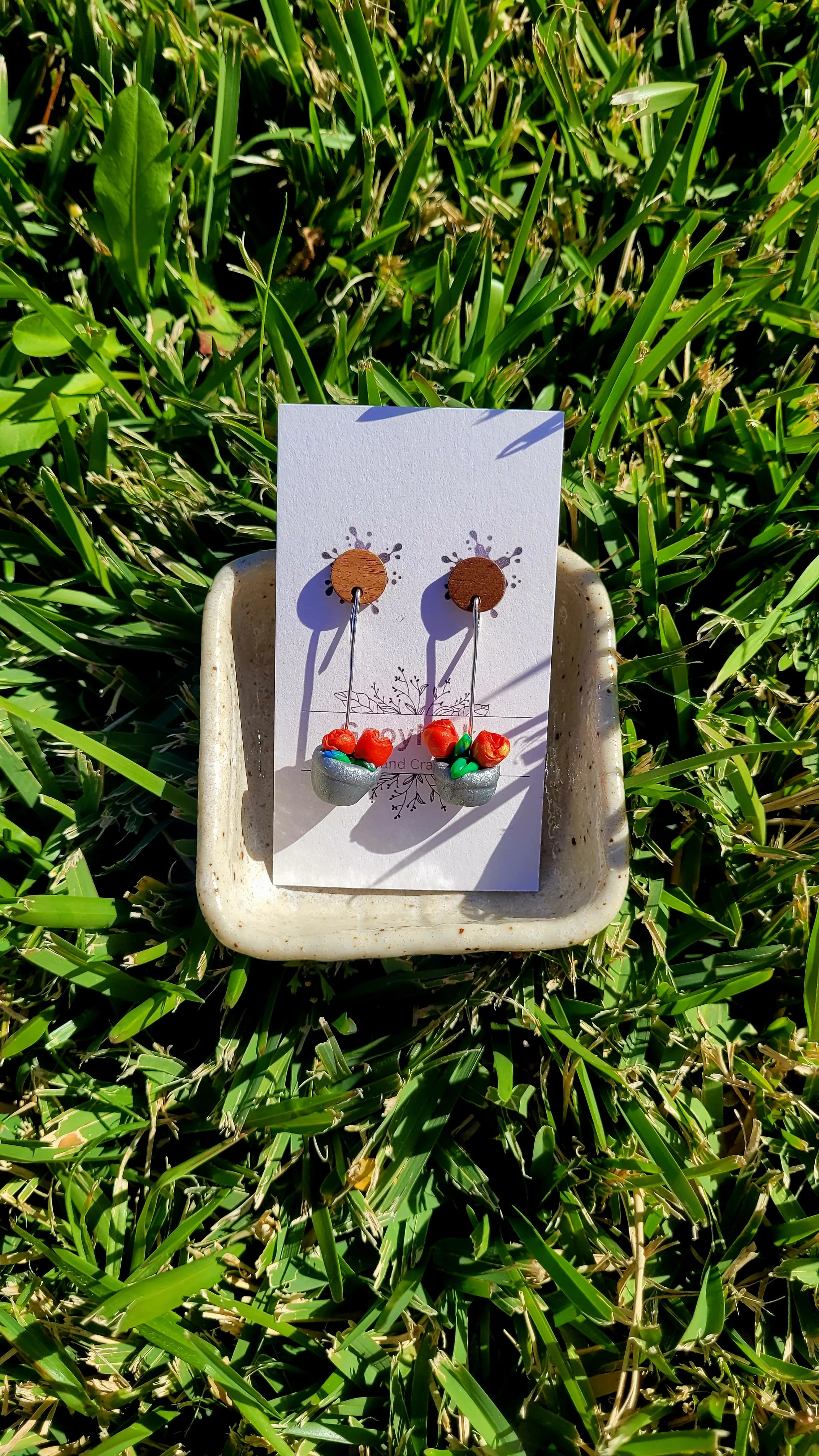 Playful Flower Pot Dangle Earrings