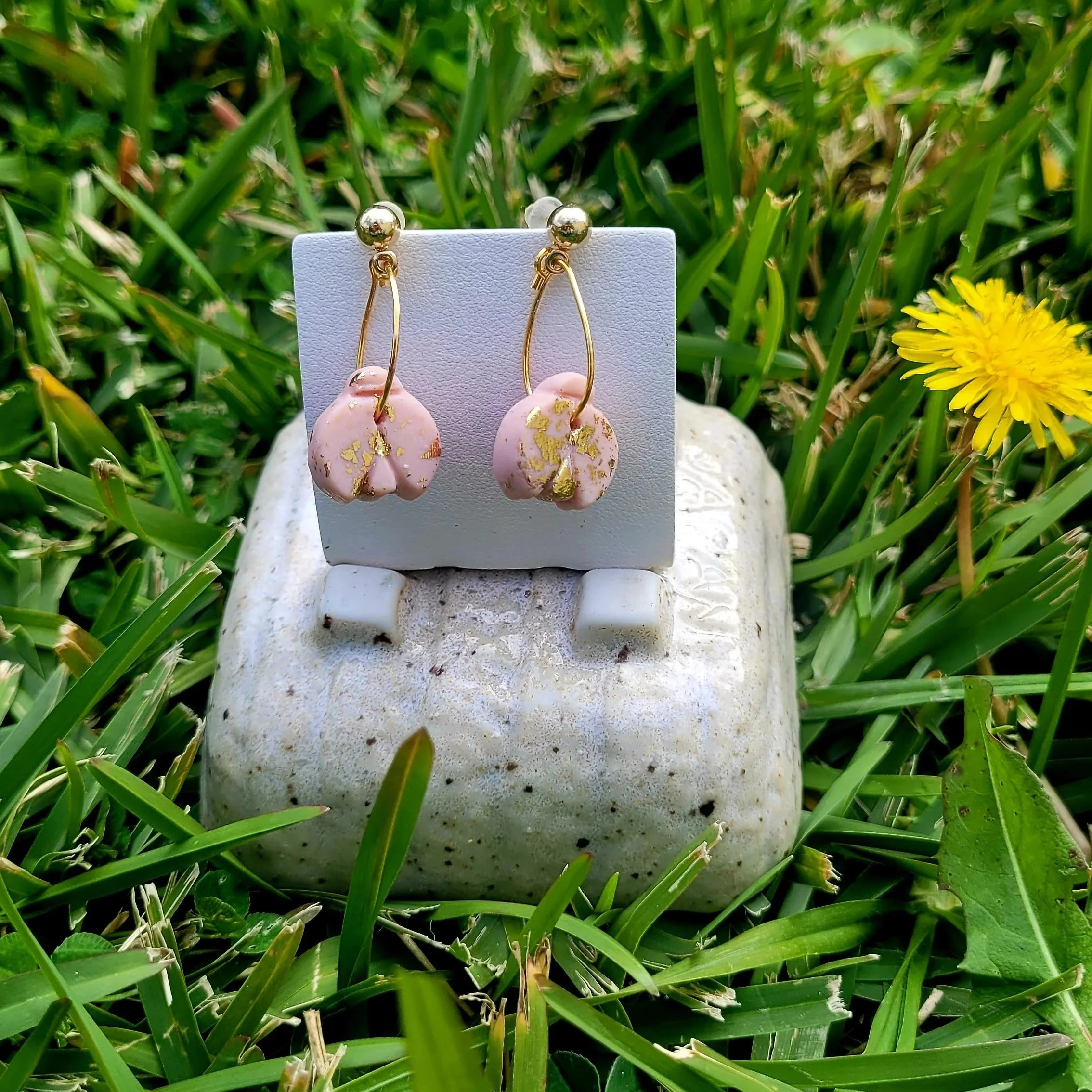 Pink Ladybird Goldleaf Hoop Earrings