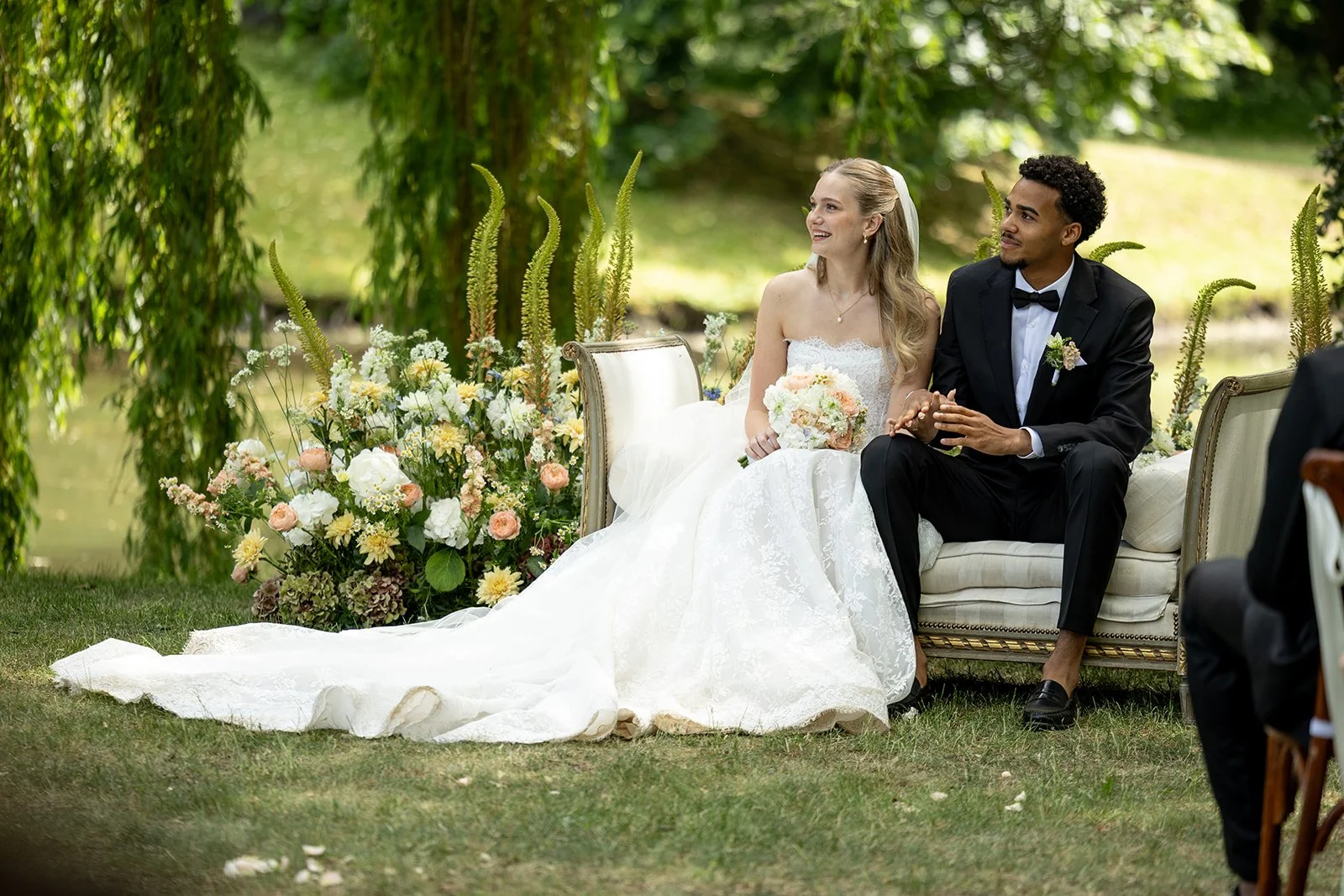 Naemi and David during their Bridgerton Vibe Wedding at a historic European castle