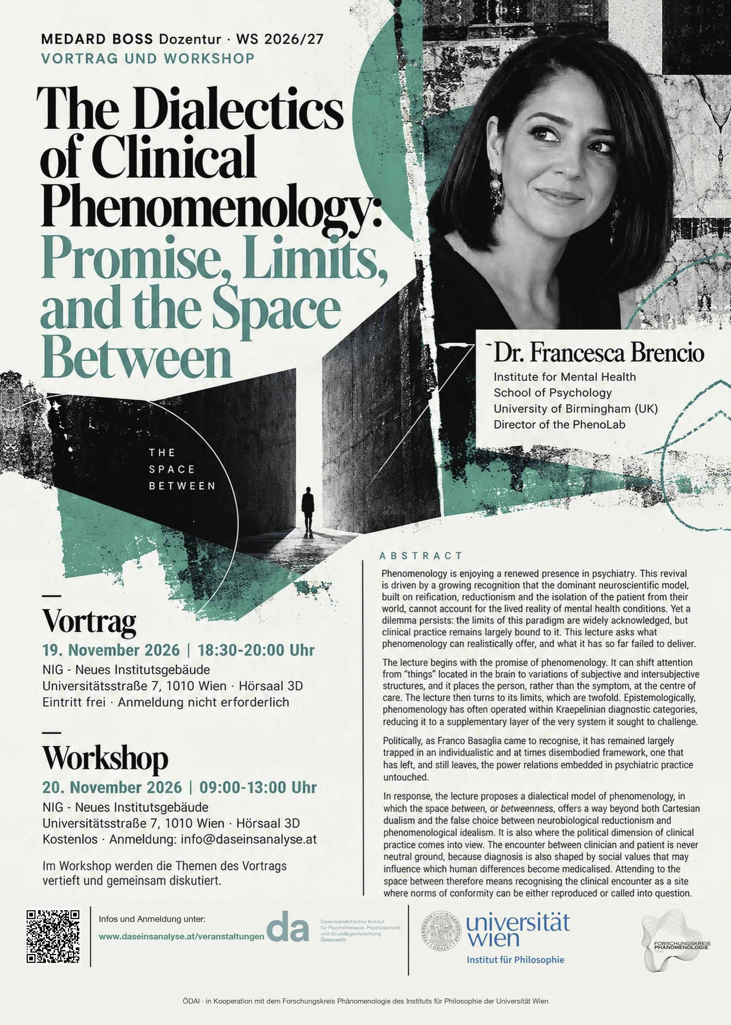 Ausschreibung eines Seminar mit Frau Dr. Francesca Brencio