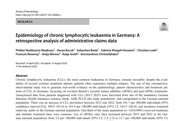 Epidemiology of Chronic Lymphocytic Leukaemia in Germany: A Retrospective Analysis of Administrative Claims Data