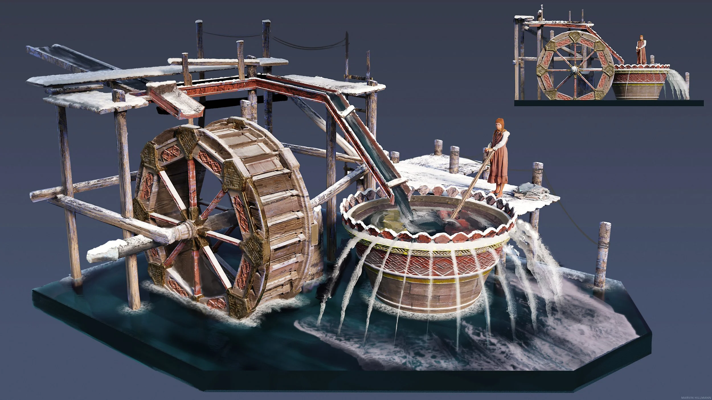 Romanian inspired Water Wheel, which can also be used as a natural washing machine