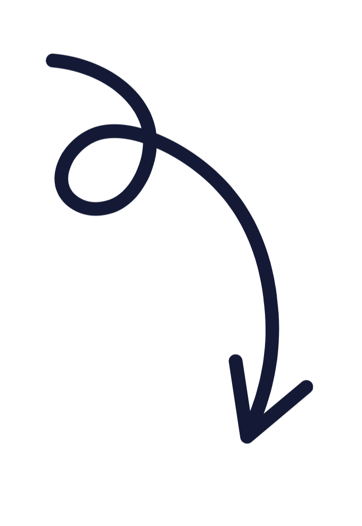 A large, dark blue arrow pointing downward with a loop at the top, on a plain black background.