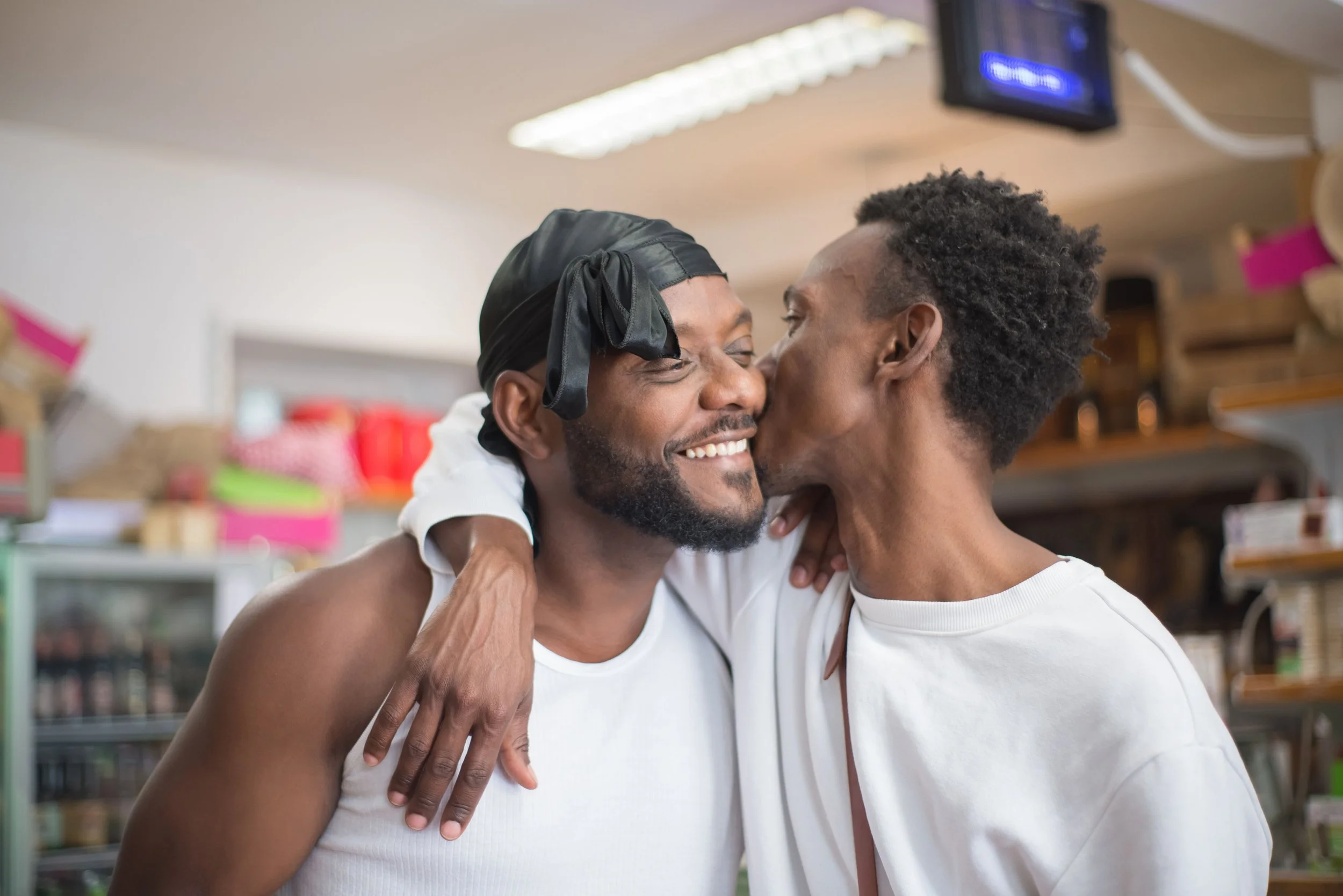 Black Gay Couple Preparing for Therapy