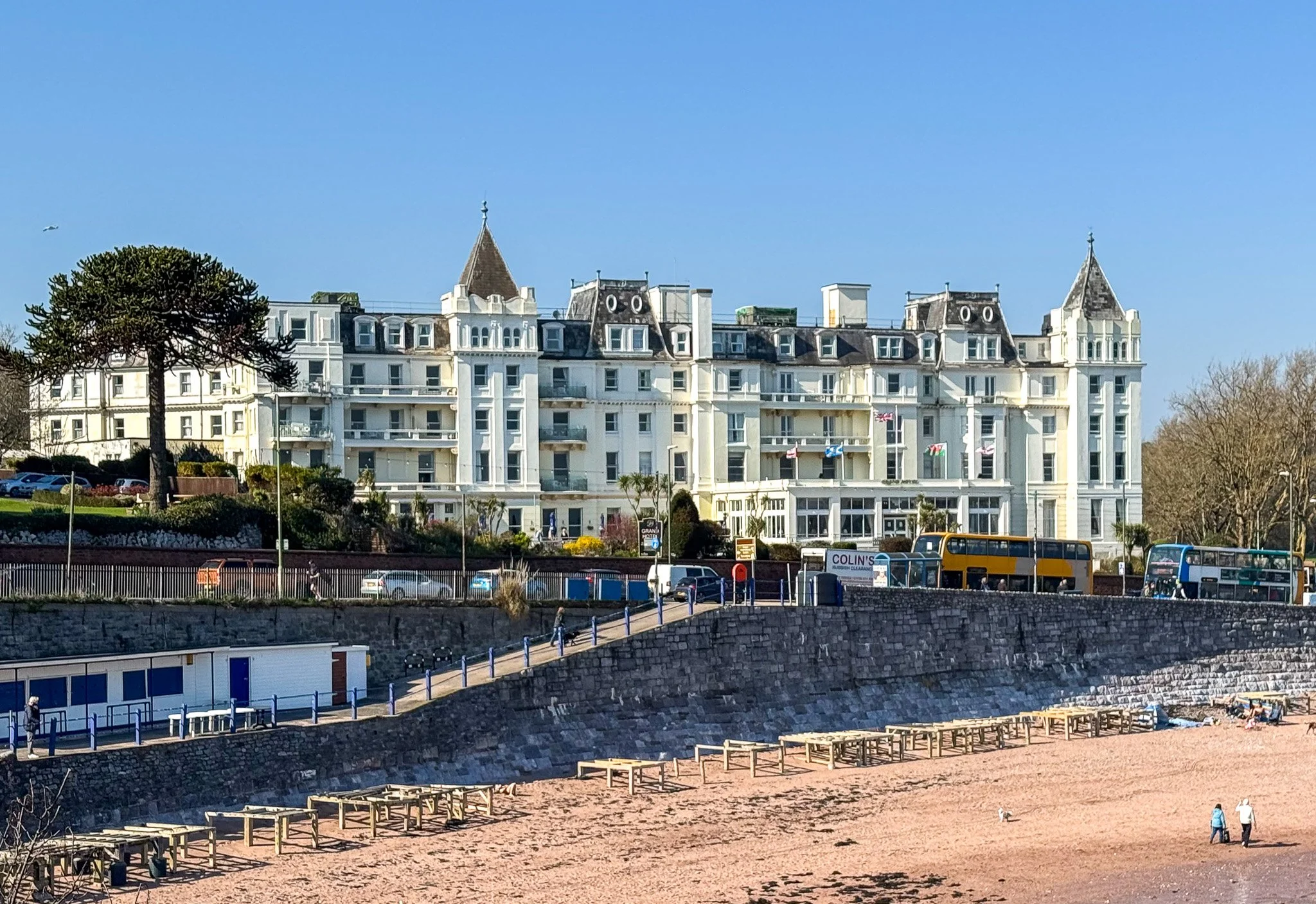 Front view of The Grand Hotel Torquay on the seafront in Devon