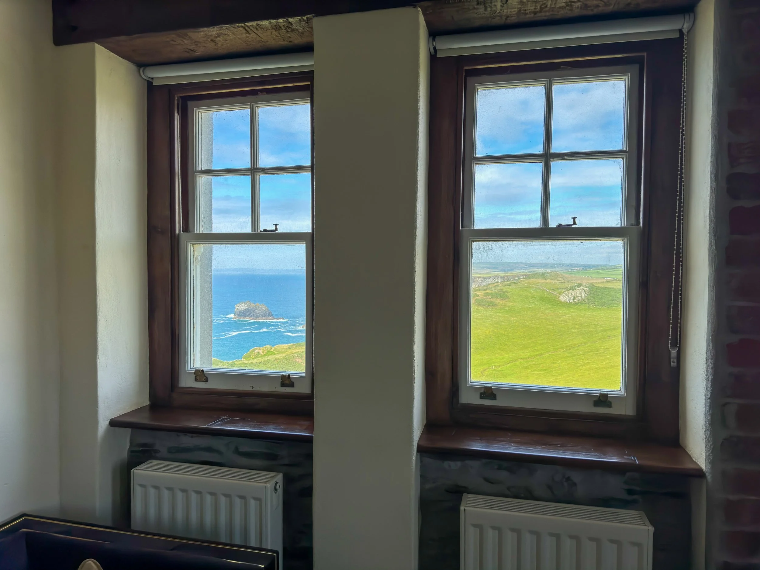 Sea view from the East Tower Junior Suite window at Camelot Castle Hotel in Tintagel, Cornwall