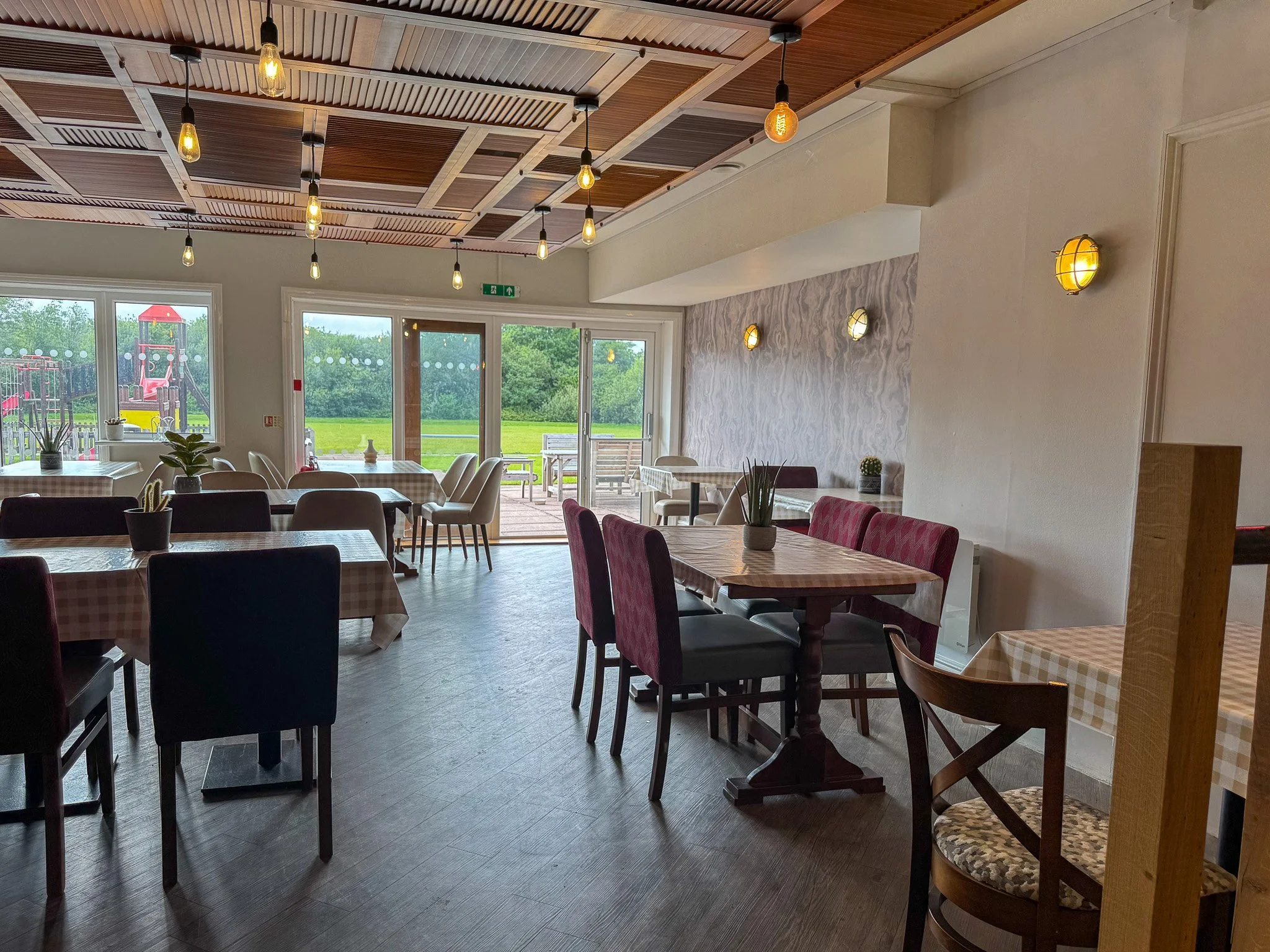 Restaurant inside the clubhouse at Bodmin Holiday Park in Cornwall.