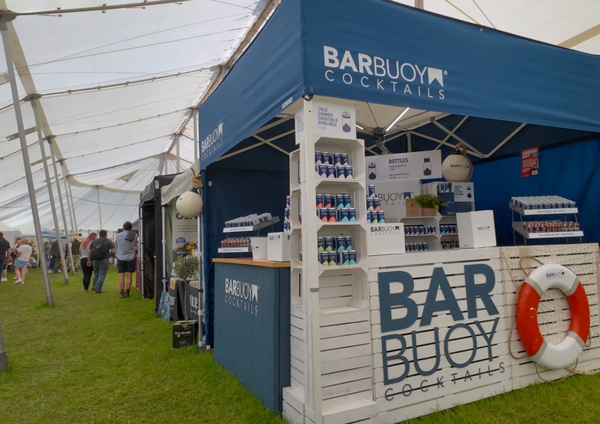 Drink stall inside a marquee at the Devon County Show in Exeter