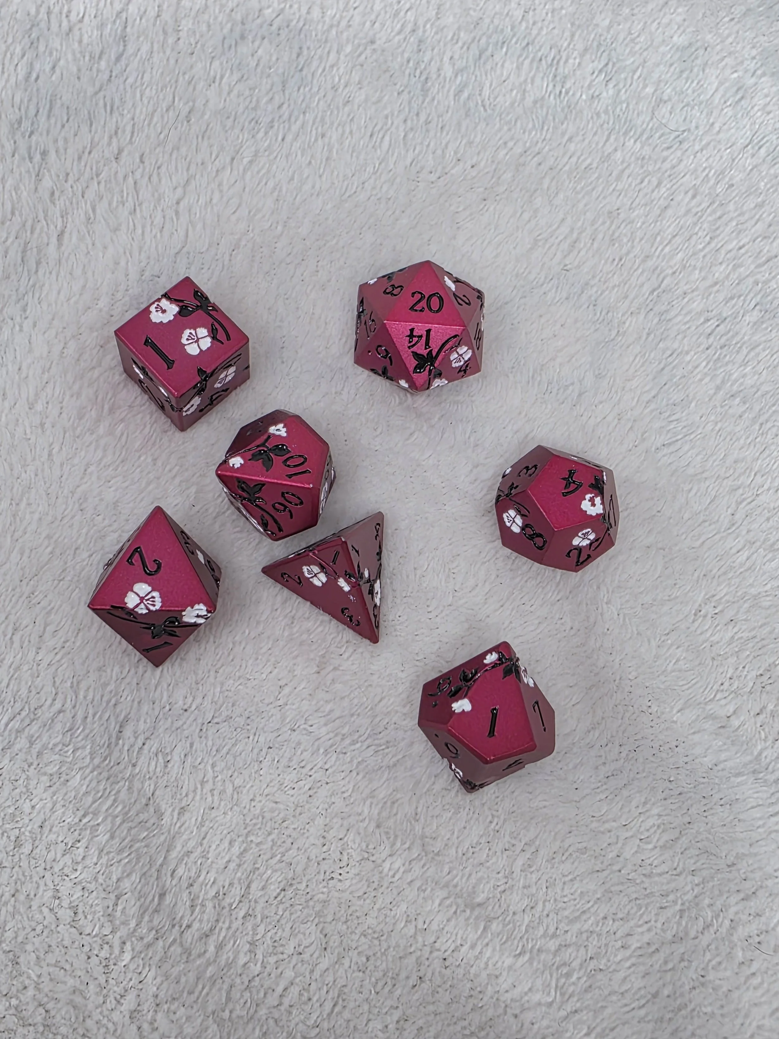Red Cherry Blossom Dice