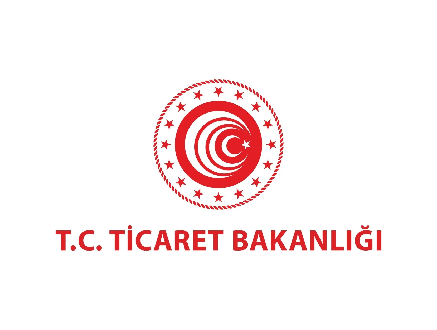 Official emblem of the Turkish Ministry of Commerce, featuring a red circular design with stars and swirling patterns, and the text 'T.C. TİCARET BAKANLIĞI' below.