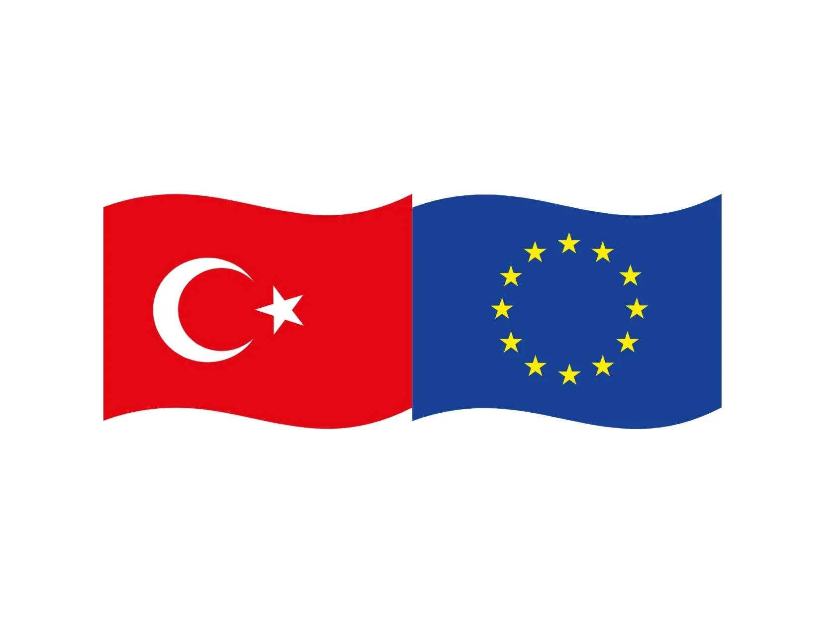 Flags of Turkey and the European Union side by side.