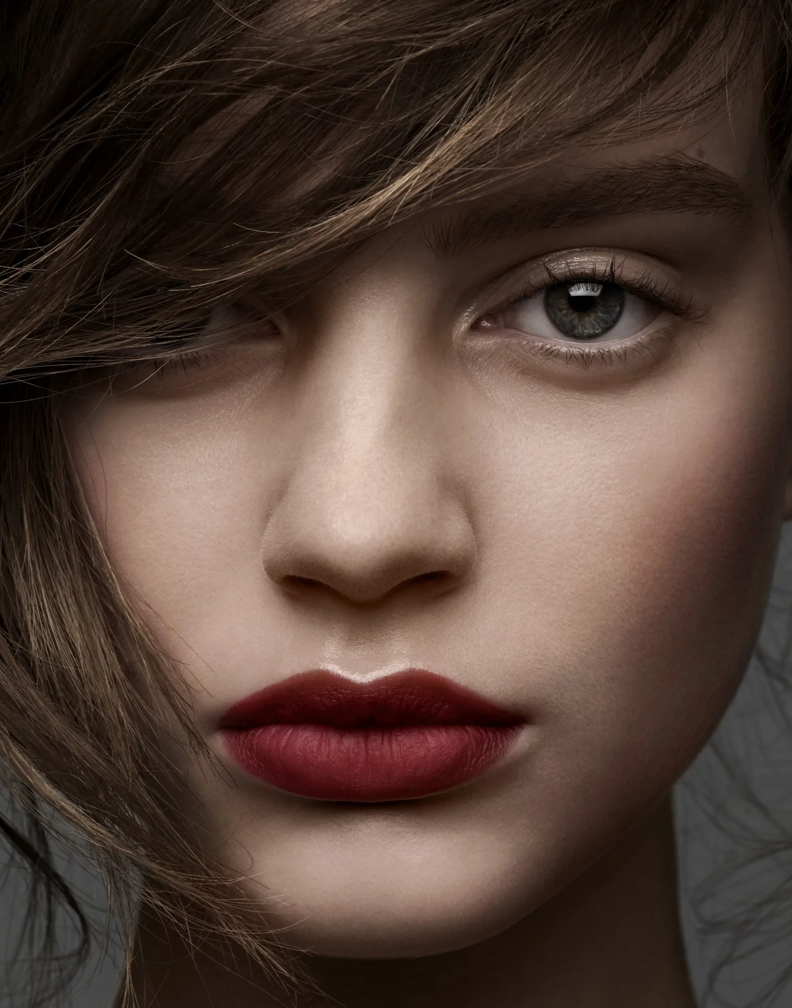 Beauty portrait — dark skin and red lip editorial