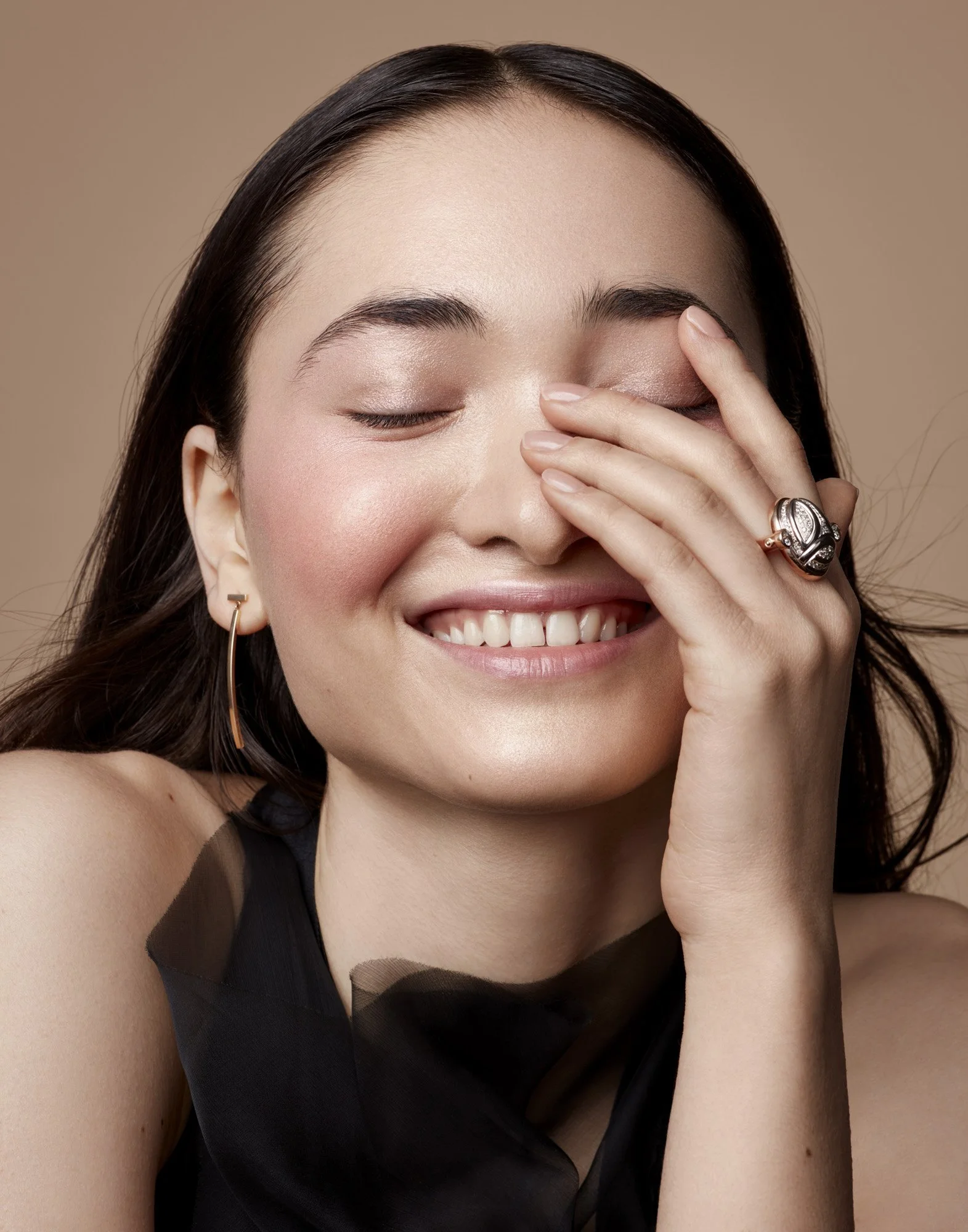 Beauty portrait — joy and natural skin