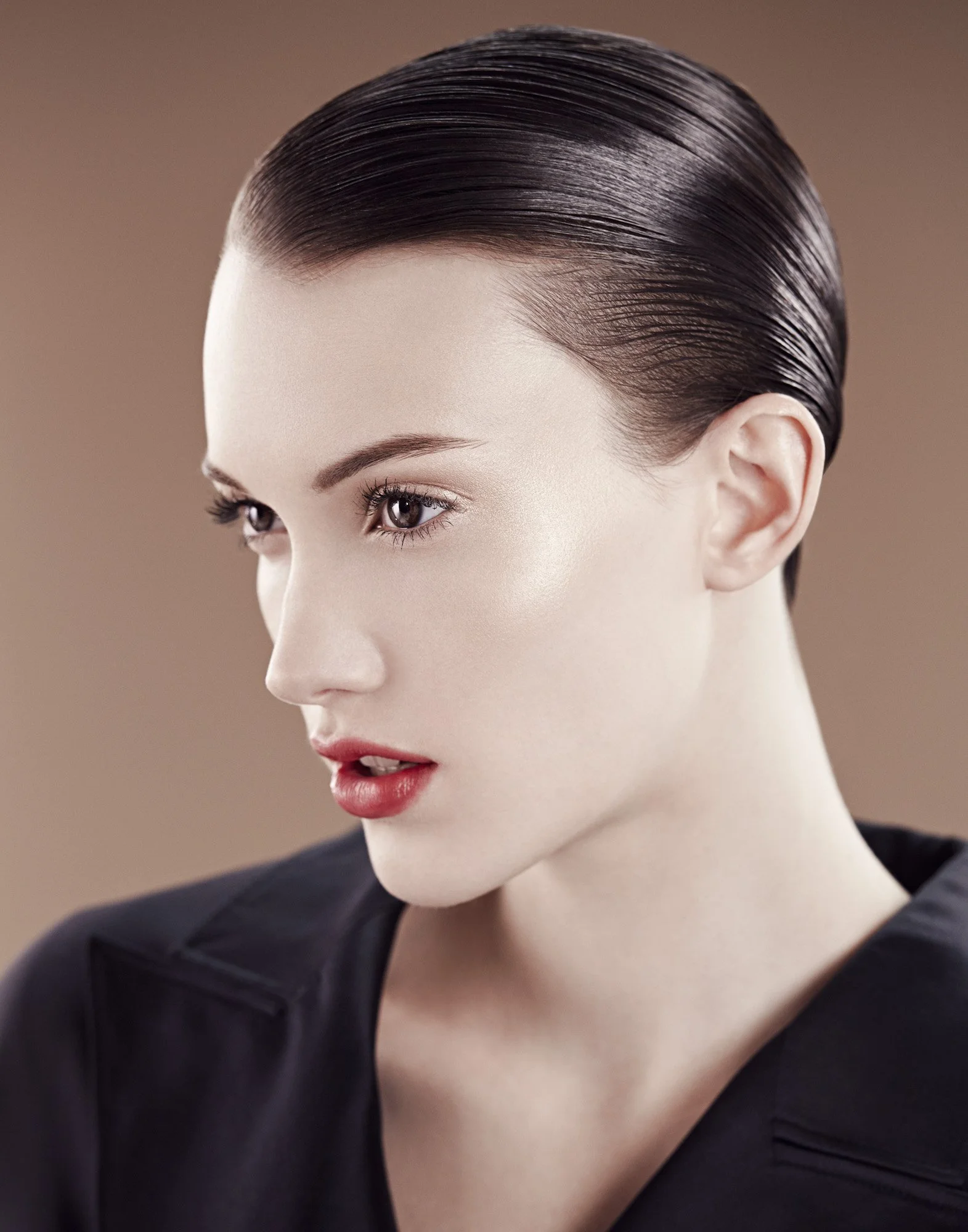 Beauty portrait — precision lighting and red lip