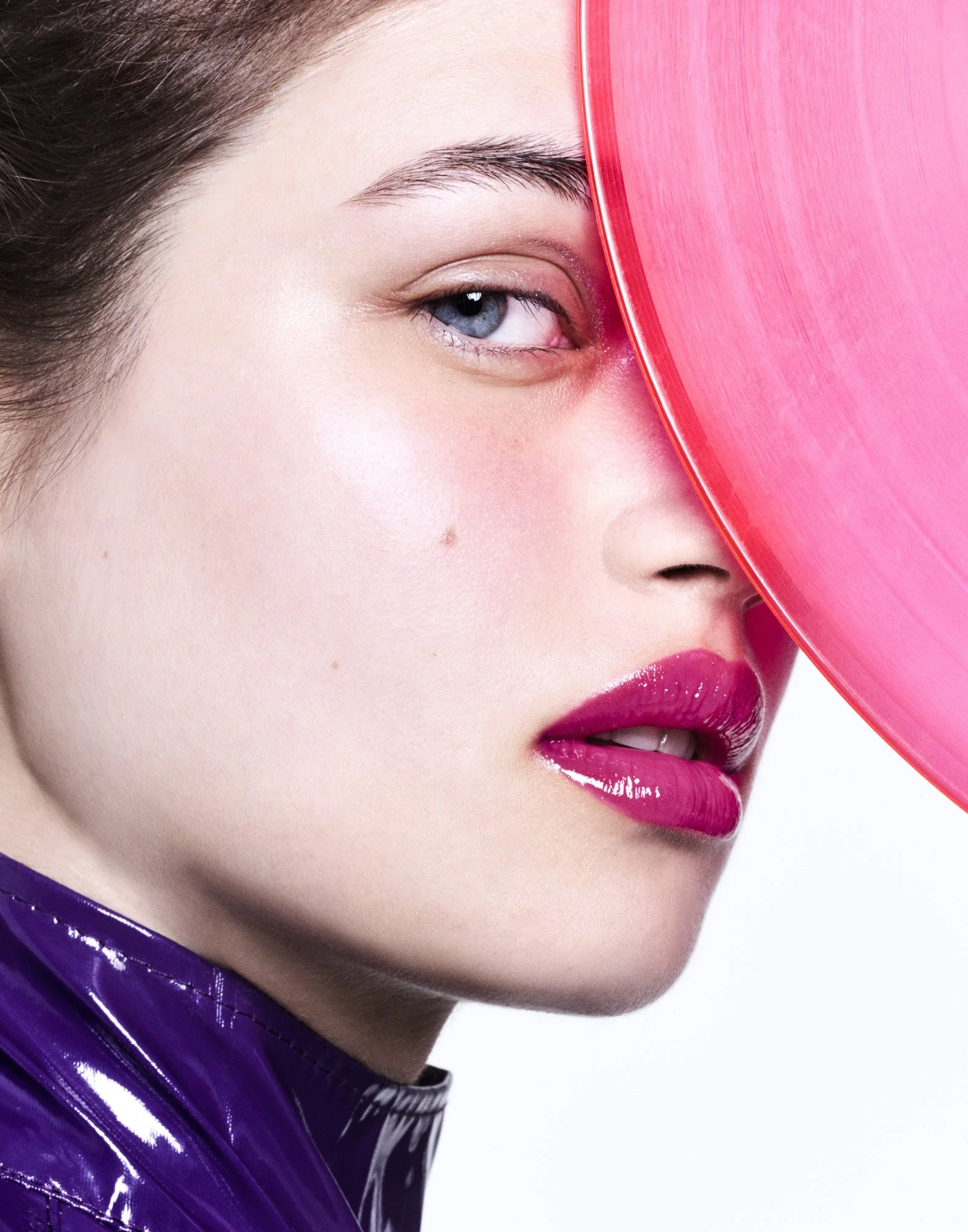 Neon pink beauty close-up — bold colour editoria