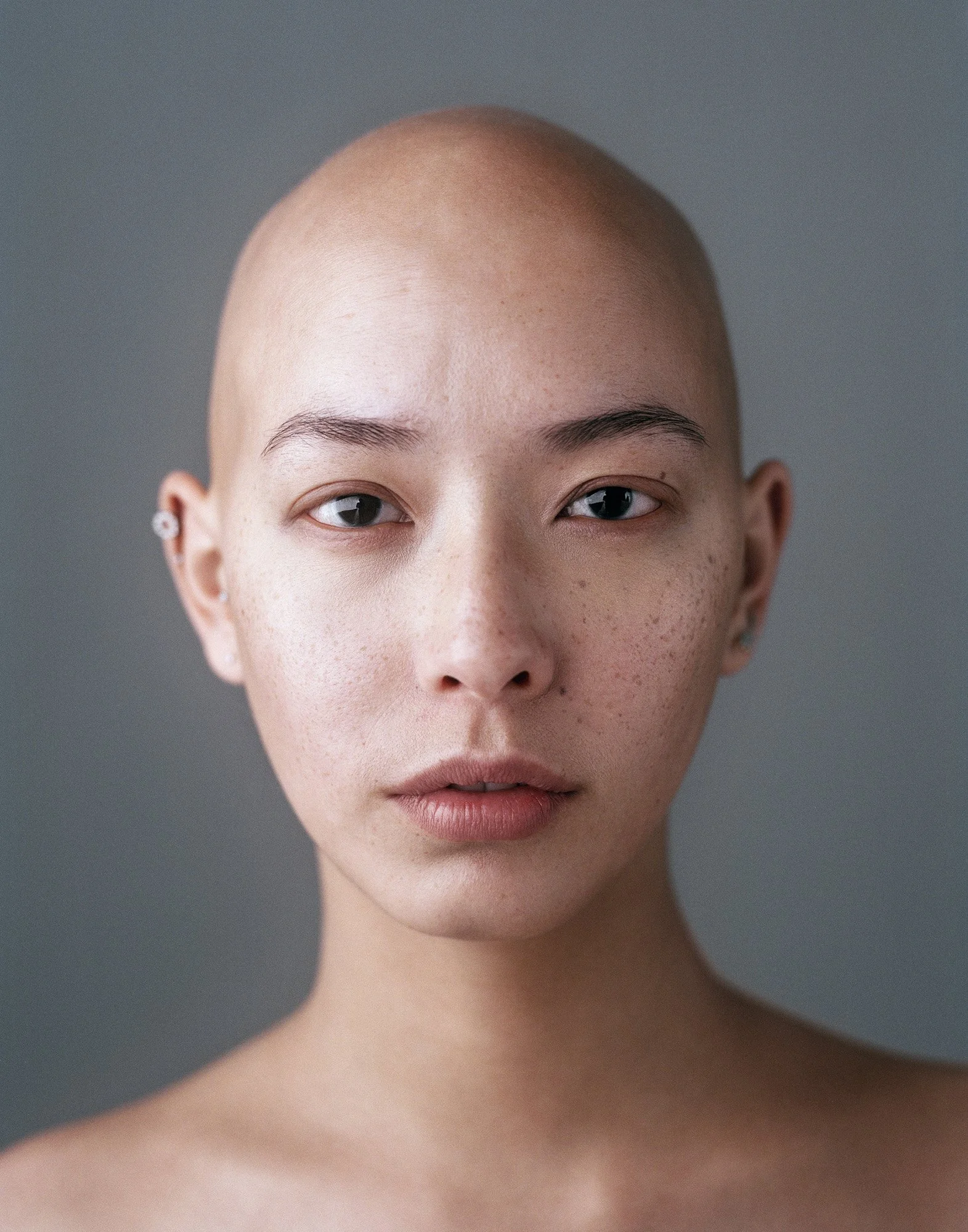Unretouched skin portrait — striking and natural beauty