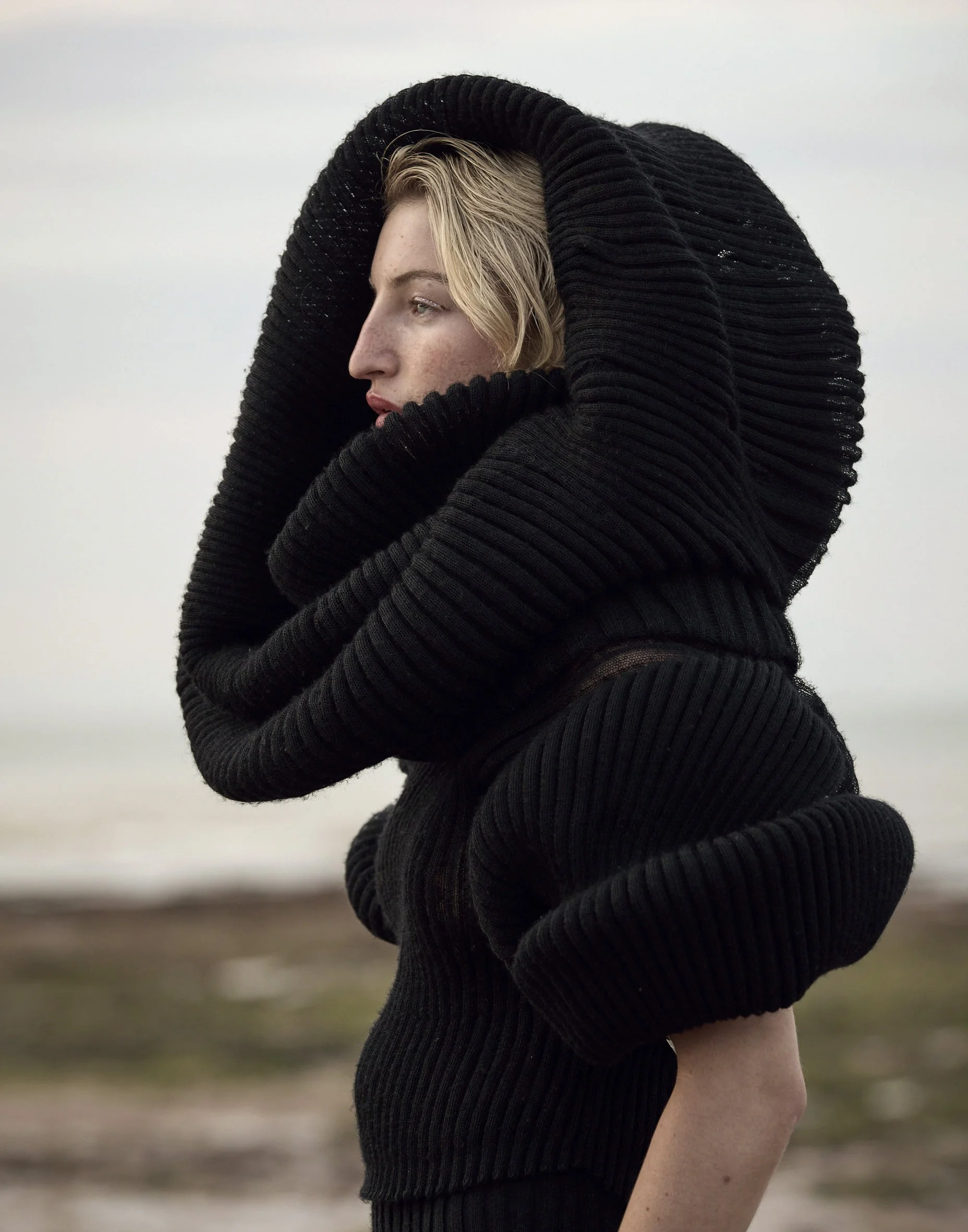 Fashion photography, texture and form — knitwear on location