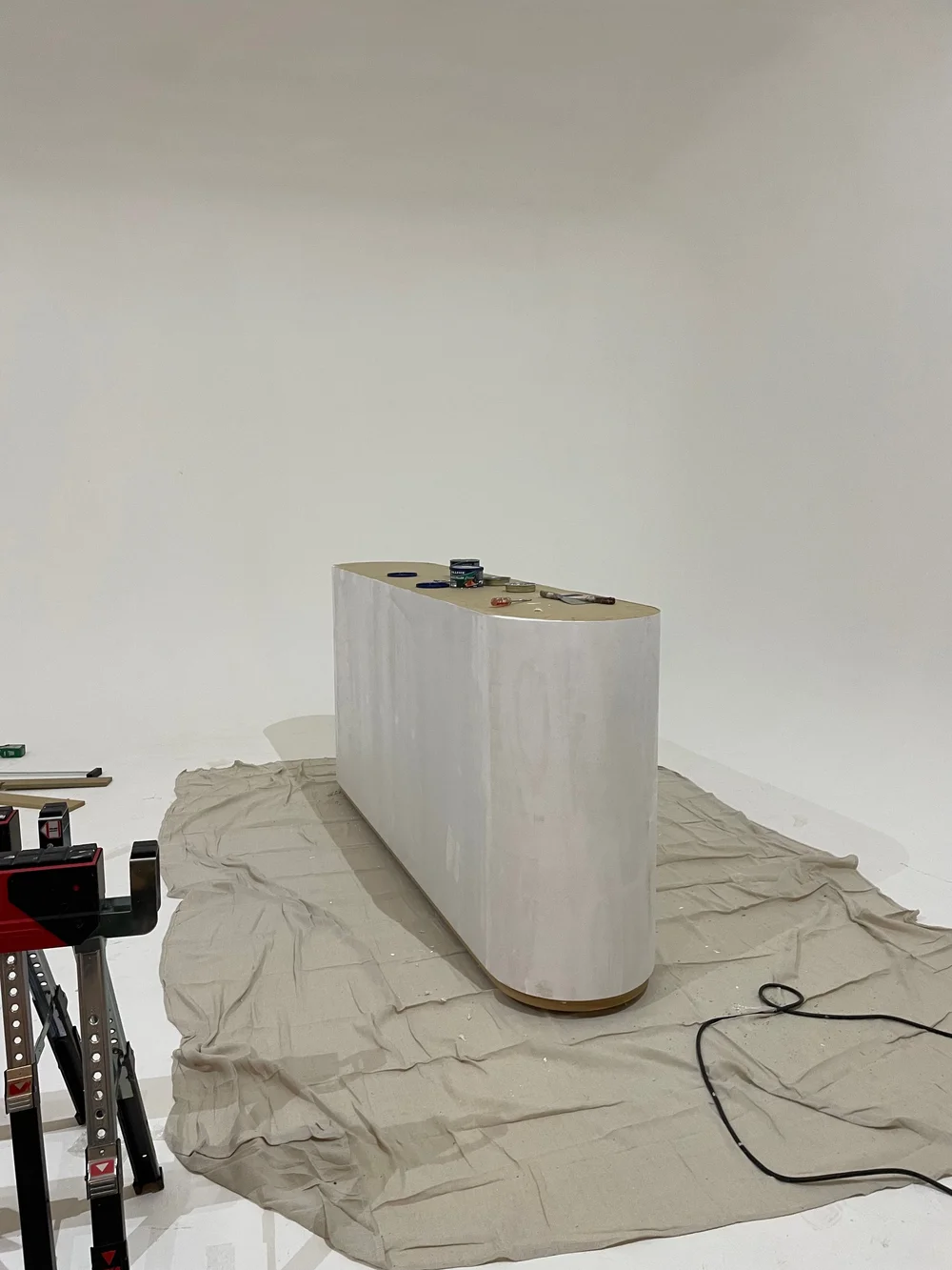 The butter bar under construction in the studio