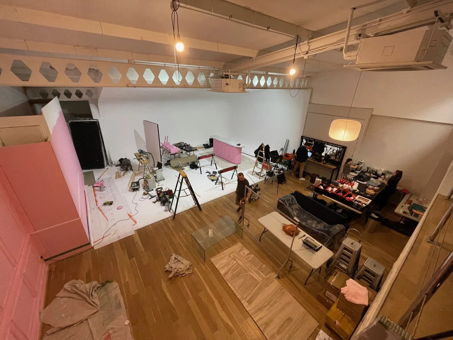 The finished pink set for grace & stella, ready for the shoot
