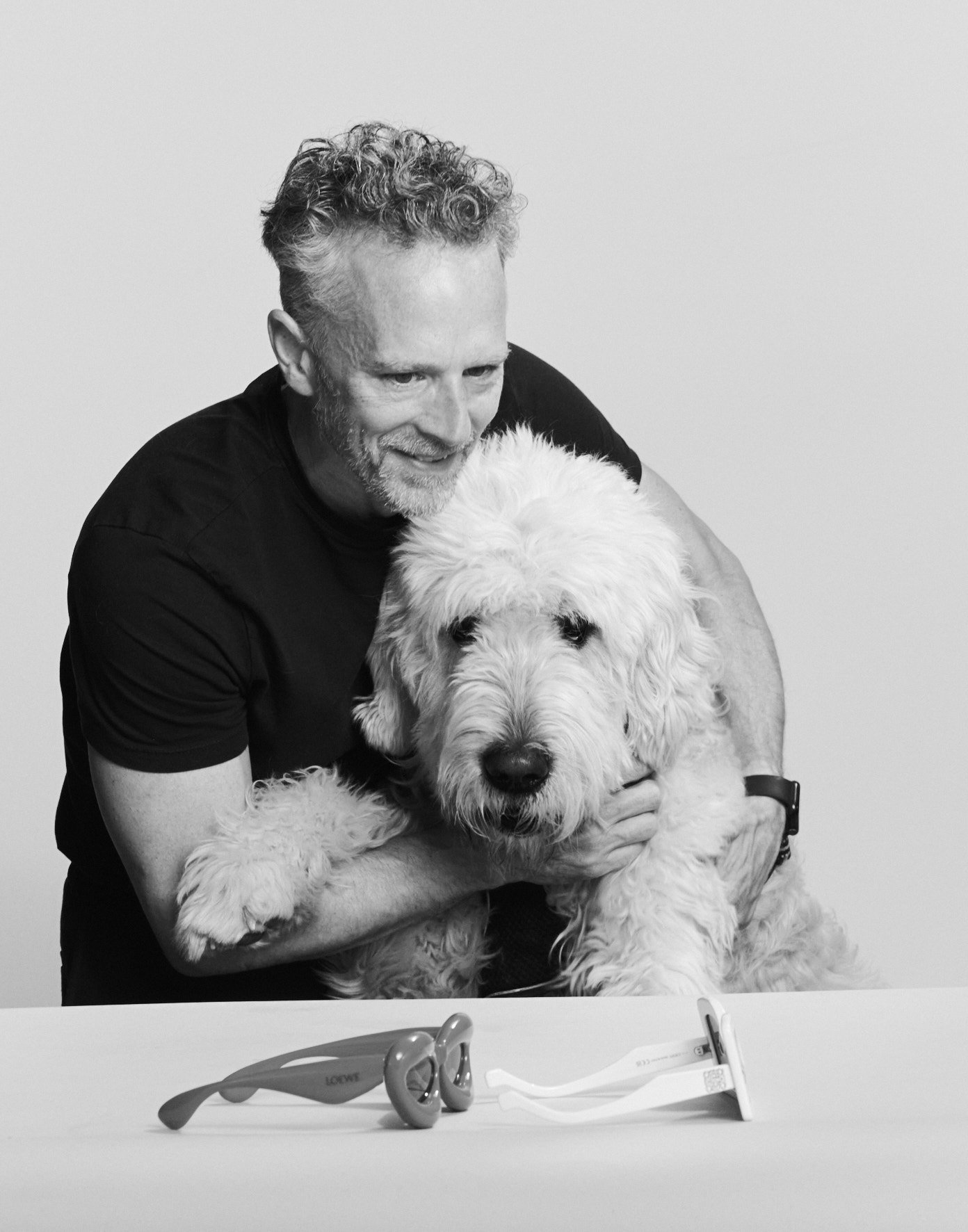 Benjamin Kaufmann, skin and beauty photographer in London, with his dog