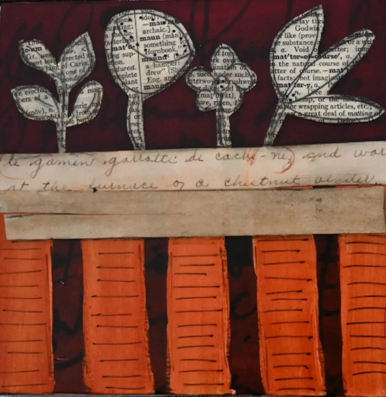 Word garden | 6x6 | acrylic, ink, collage on wooden panel