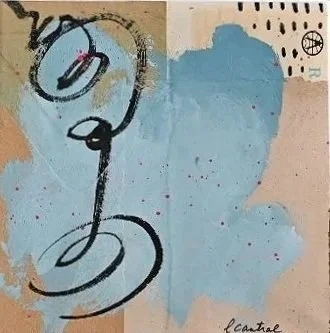 Lost in thought | 6x6 | acrylic, ink, vintage papers