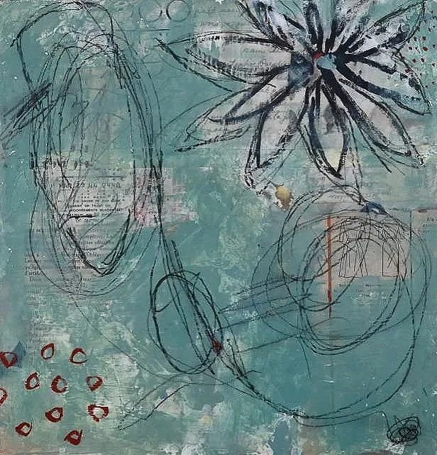 Every time I think of you | 12x12 | mixed media on wooden panel