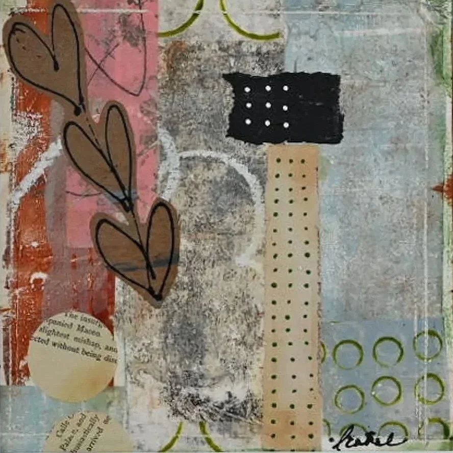 One more time | 8x8 | mixed media + vintage papers