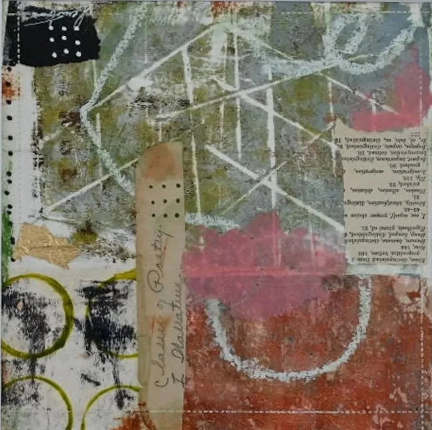 Basket case | 8x8 | mixed media + vintage papers