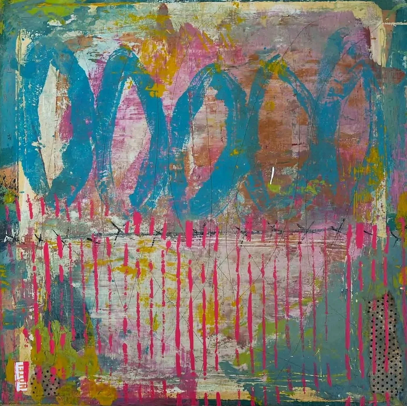 Happy birthday | 12x12 | mixed media + vintage papers on wooden panel