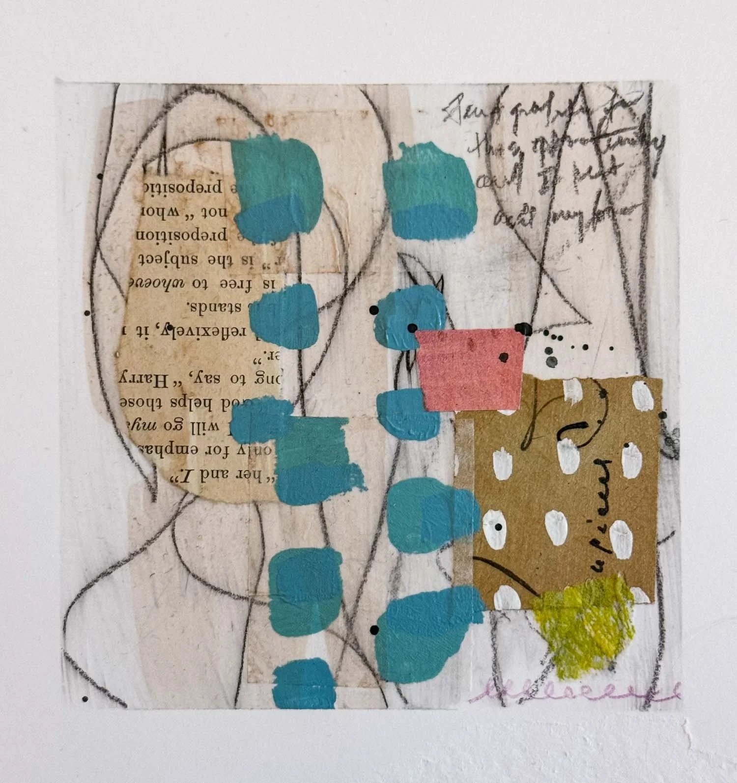Bridge game | 6x6 | mixed media + collage on paper 