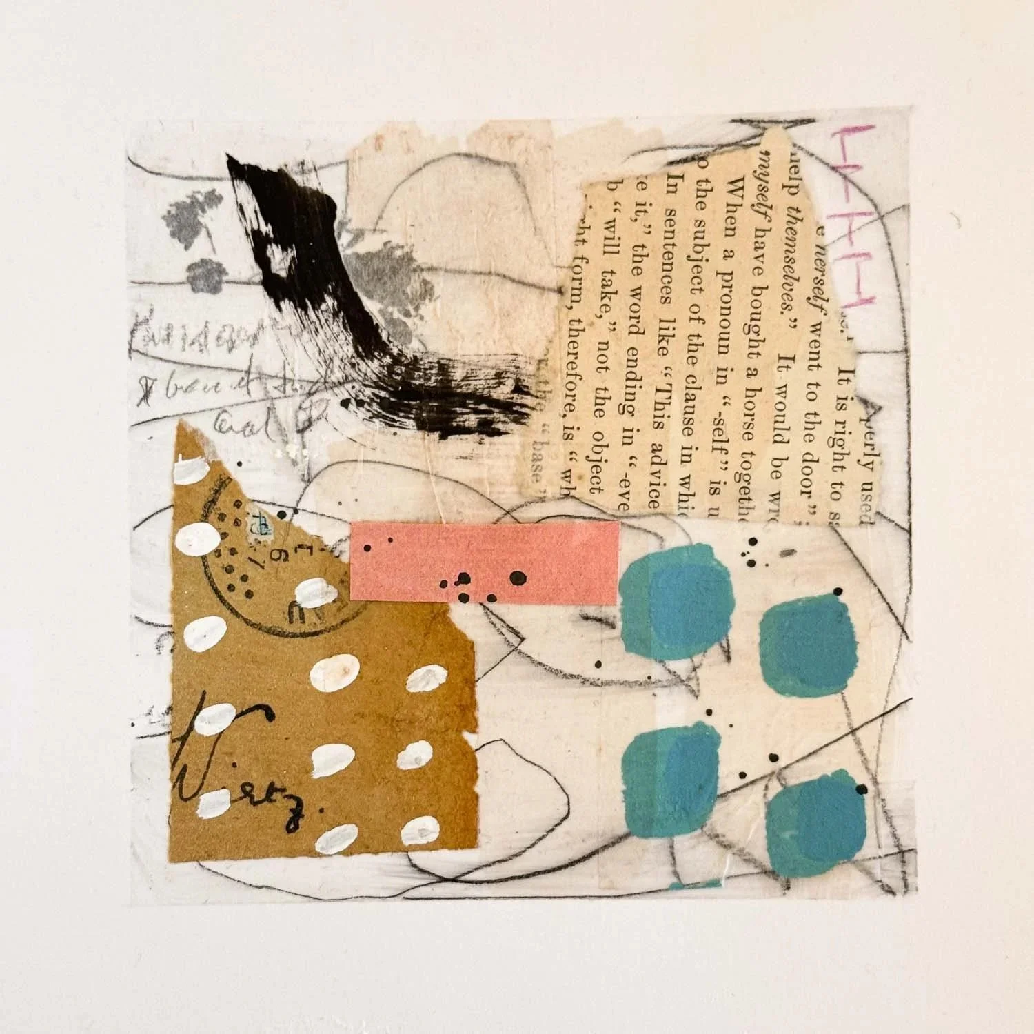 Tic tack | 6x6 | mixed media + collage on paper