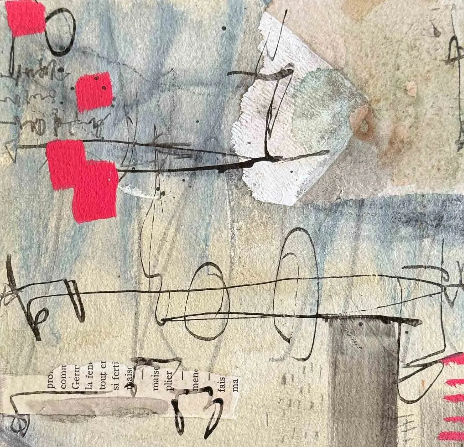 Winter sunrise | 6x6 | mixed media on paper, mounted on wooden panel