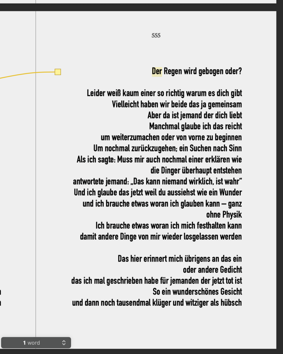 Second of four poems from the German poetry collection Donnerstagabendeuphorie.