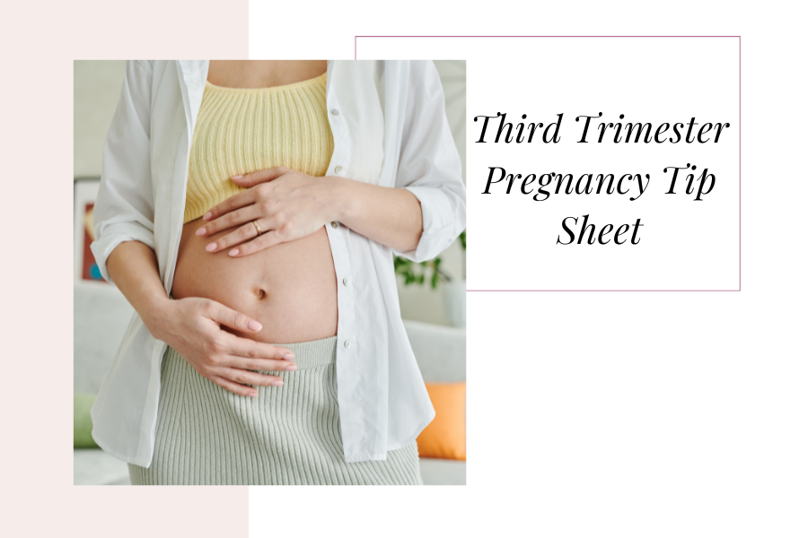 Line drawing of a pregnant woman holding her belly.