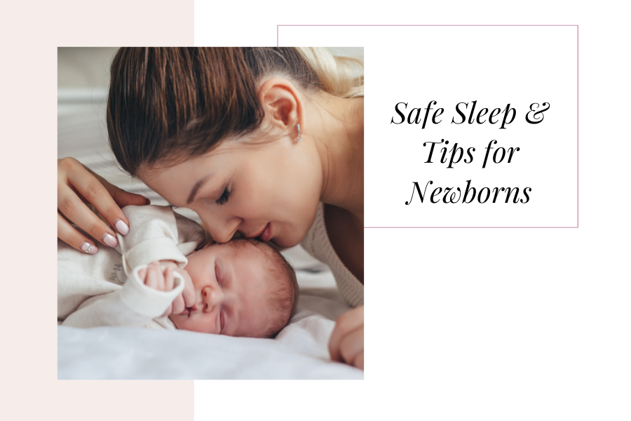 Minimalist line drawing of a baby being cradled in a hand.