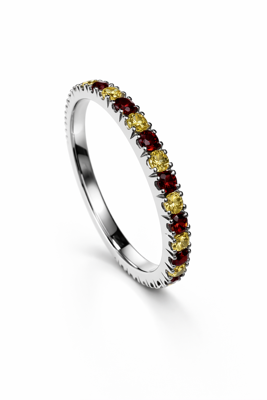 Handcrafted sterling silver 925 etentry ring with deep red cubic zirconuaver-925-eternity-ring.jpg.png