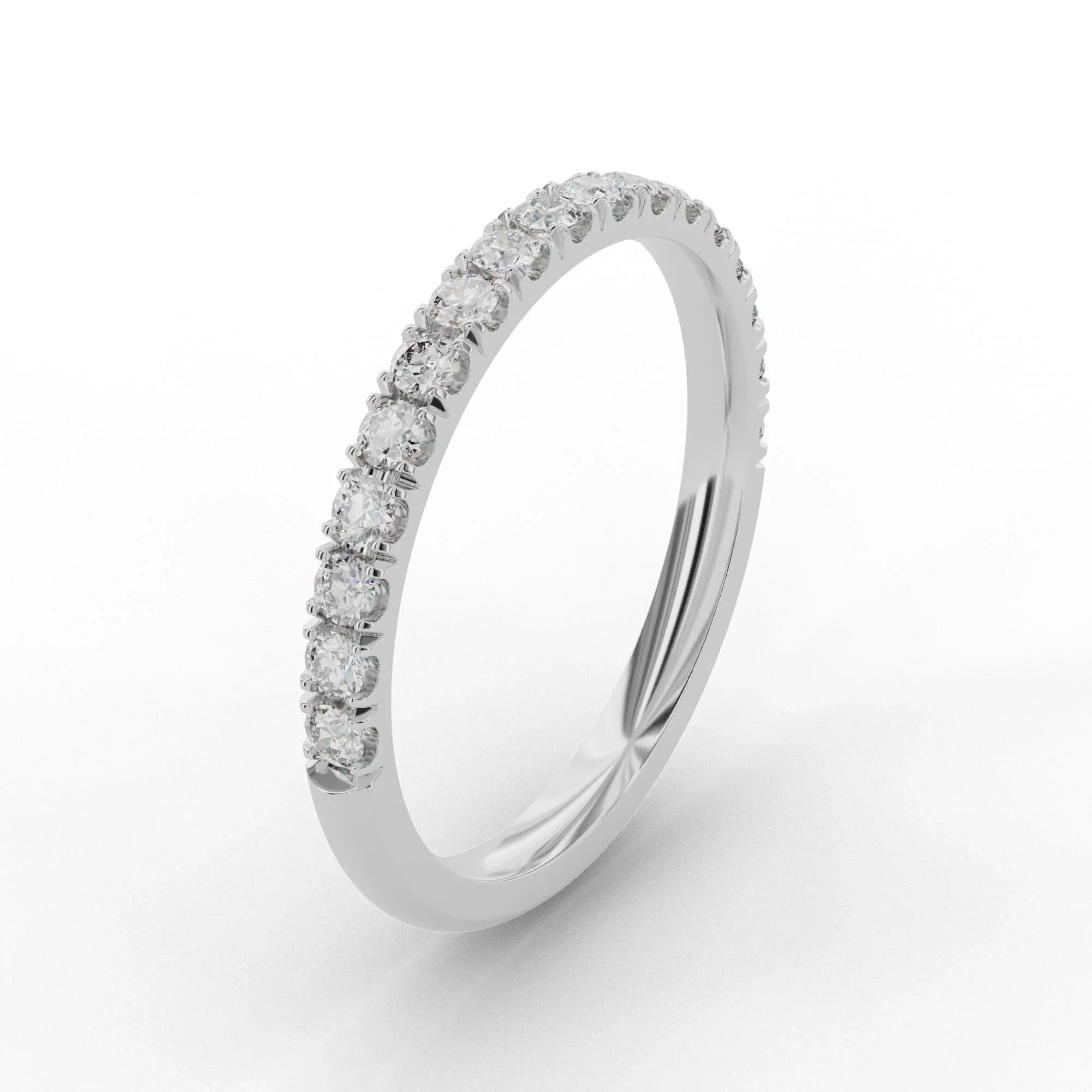 White gold diamond wedding ring with castle setting