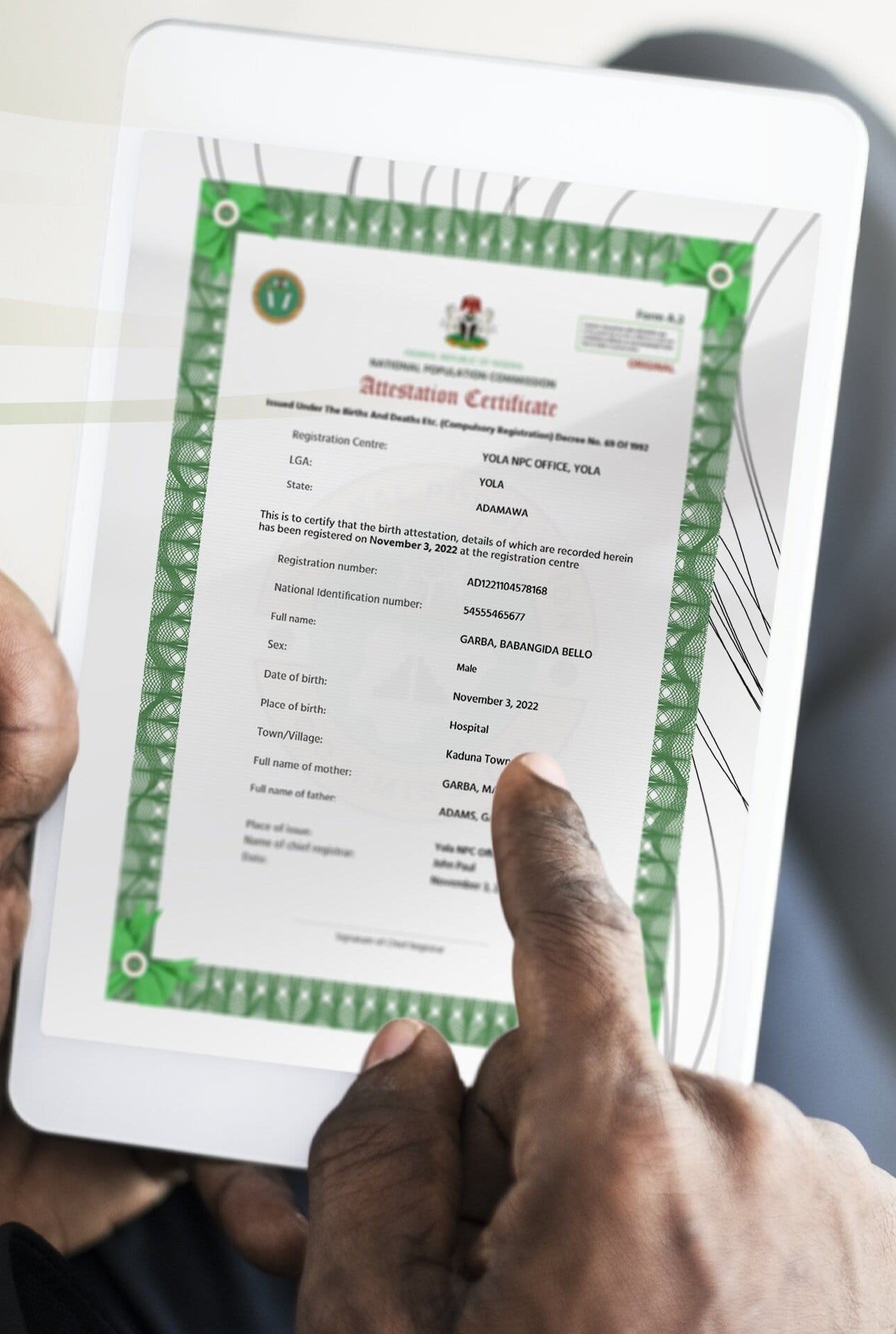 NATIONAL POPULATION COMMISSION DIGITAL CERTIFICATE