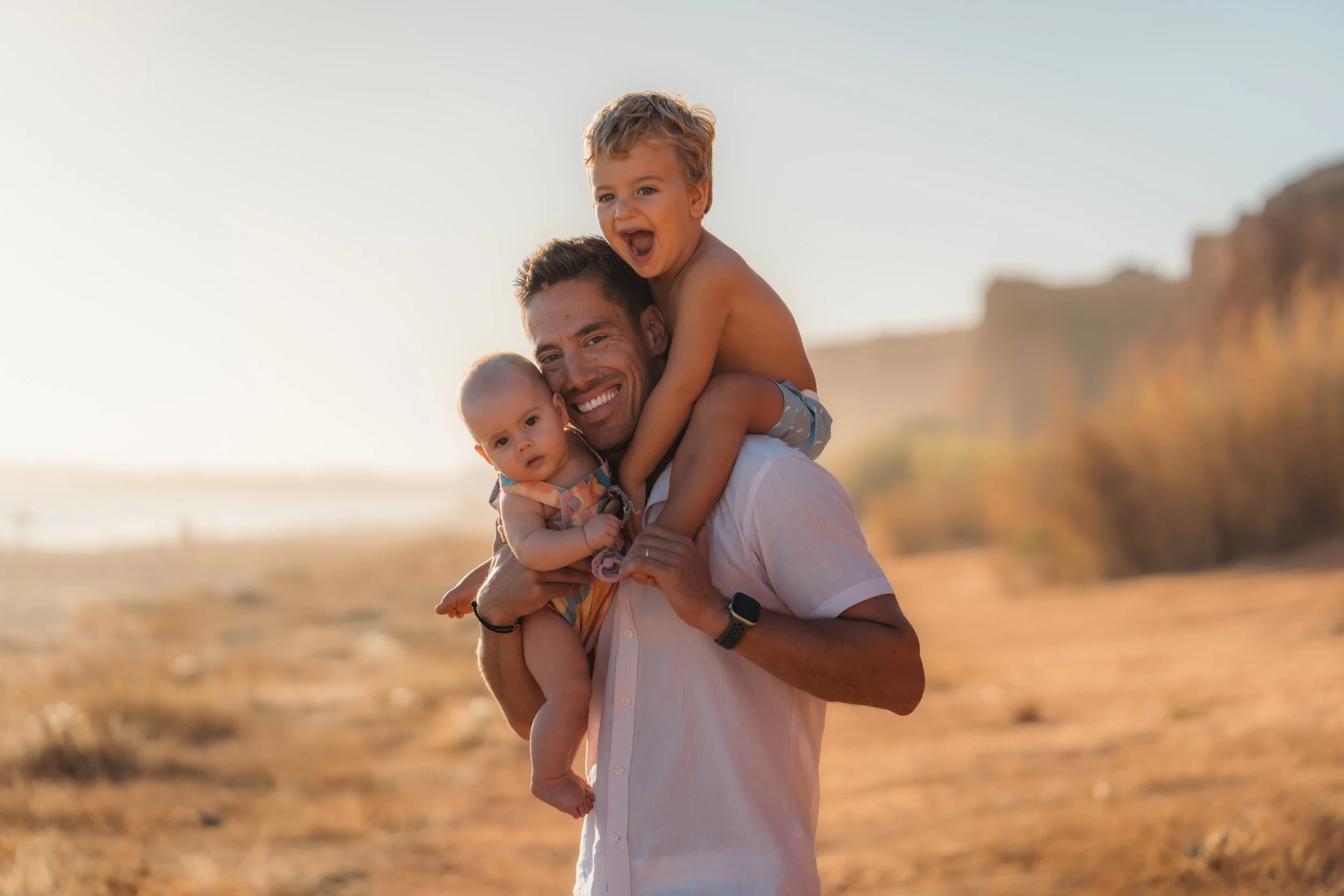 Toddler close portrait during sunset family photoshoot Algarve Falésia