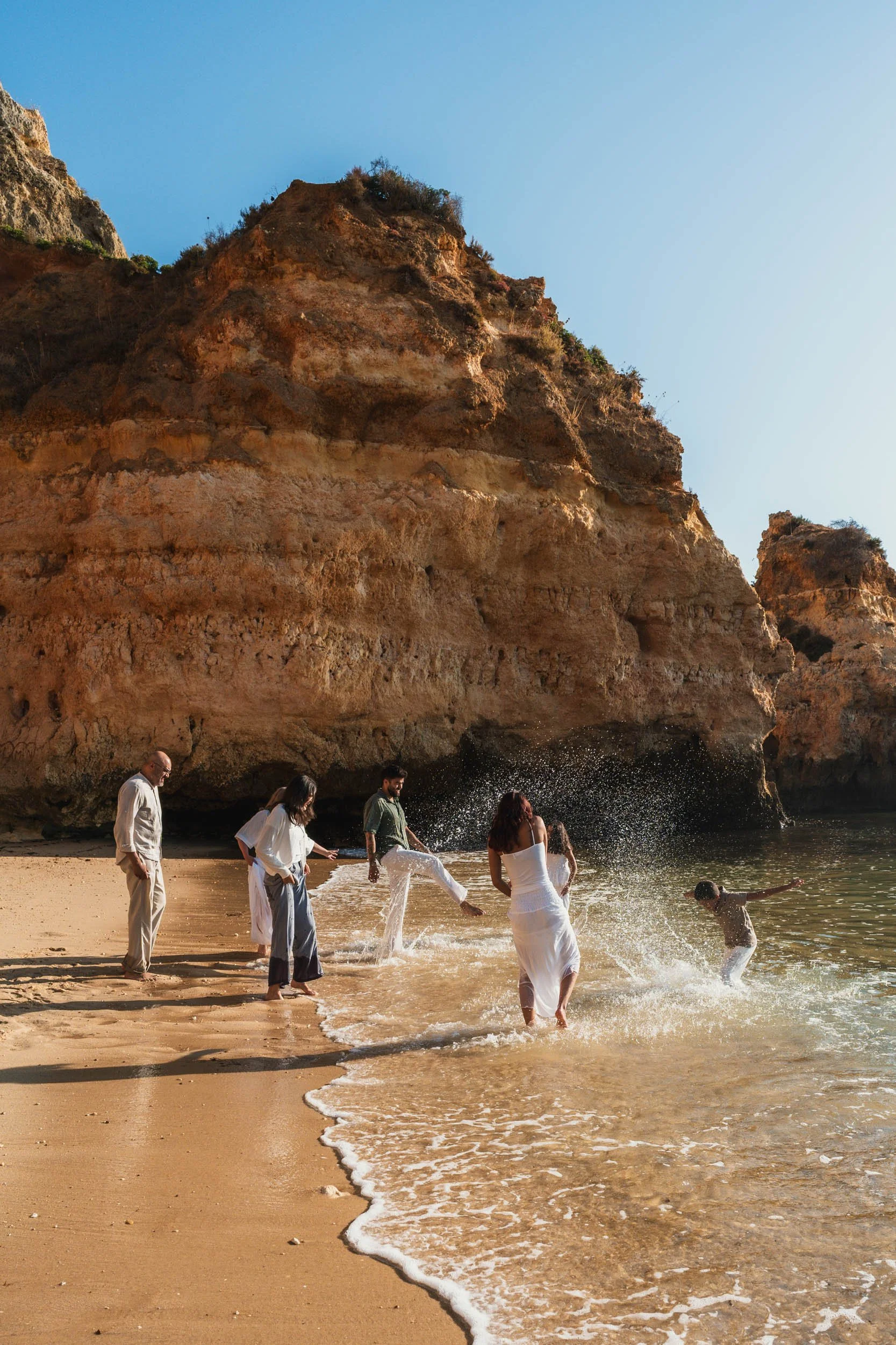 Family photoshoot at Praia do Camilo, Lagos, Algarve