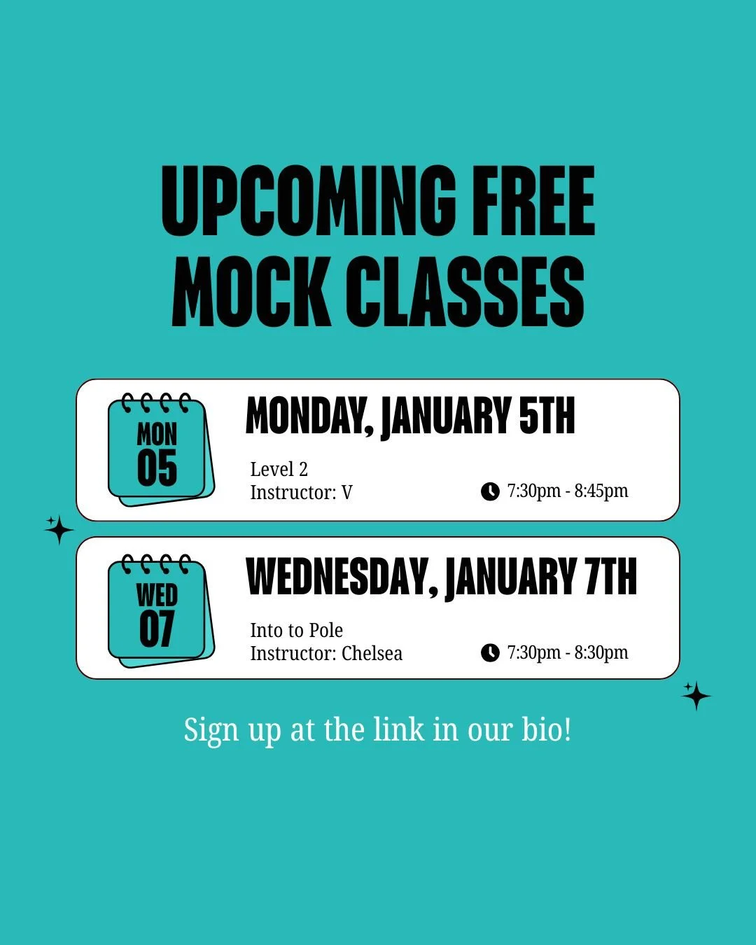SIGN UP TODAY FOR OUR FREE MOCK CLASSES!⁠
LINKS IN BIO!⁠
Swipe to see suggested levels and prerequisites⁠
⁠
Mock classes are part of our instructor mentorship program. They help our future instructors practice teaching so they can gain experience and