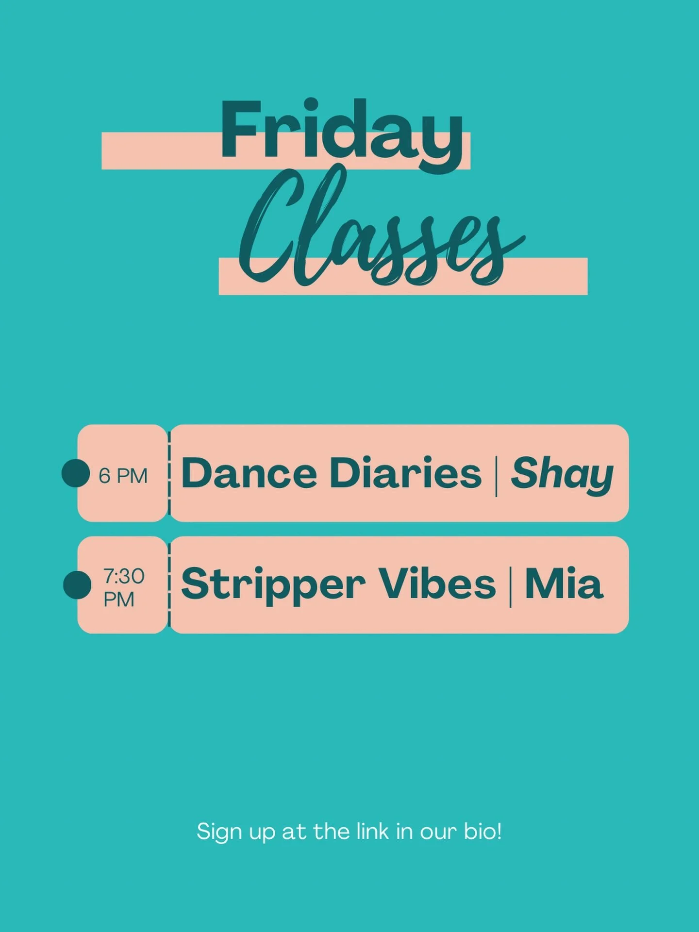 Friday nights are for DANCIN&rsquo; around here! 💃🏻

Start the weekend off right with 2 🔥 pole classes:

💫 6 PM &mdash; Dance Diaries with @butta.baby._ 
A space to explore movement, musicality, and your own unique flow. Think freestyle meets cho